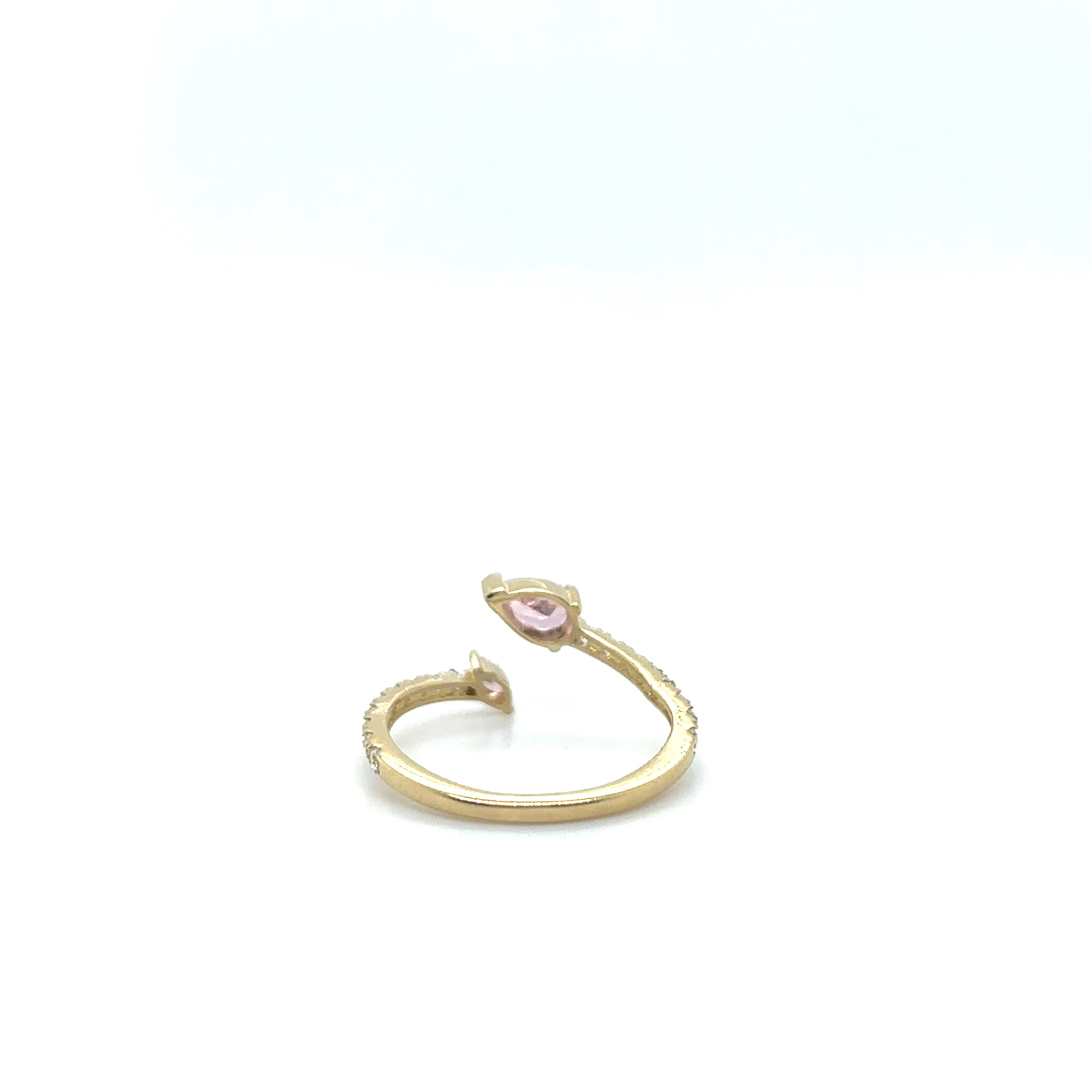 Ring abstract met twee zirkonia's open en bezet met zirkonia's grootte verschil-4