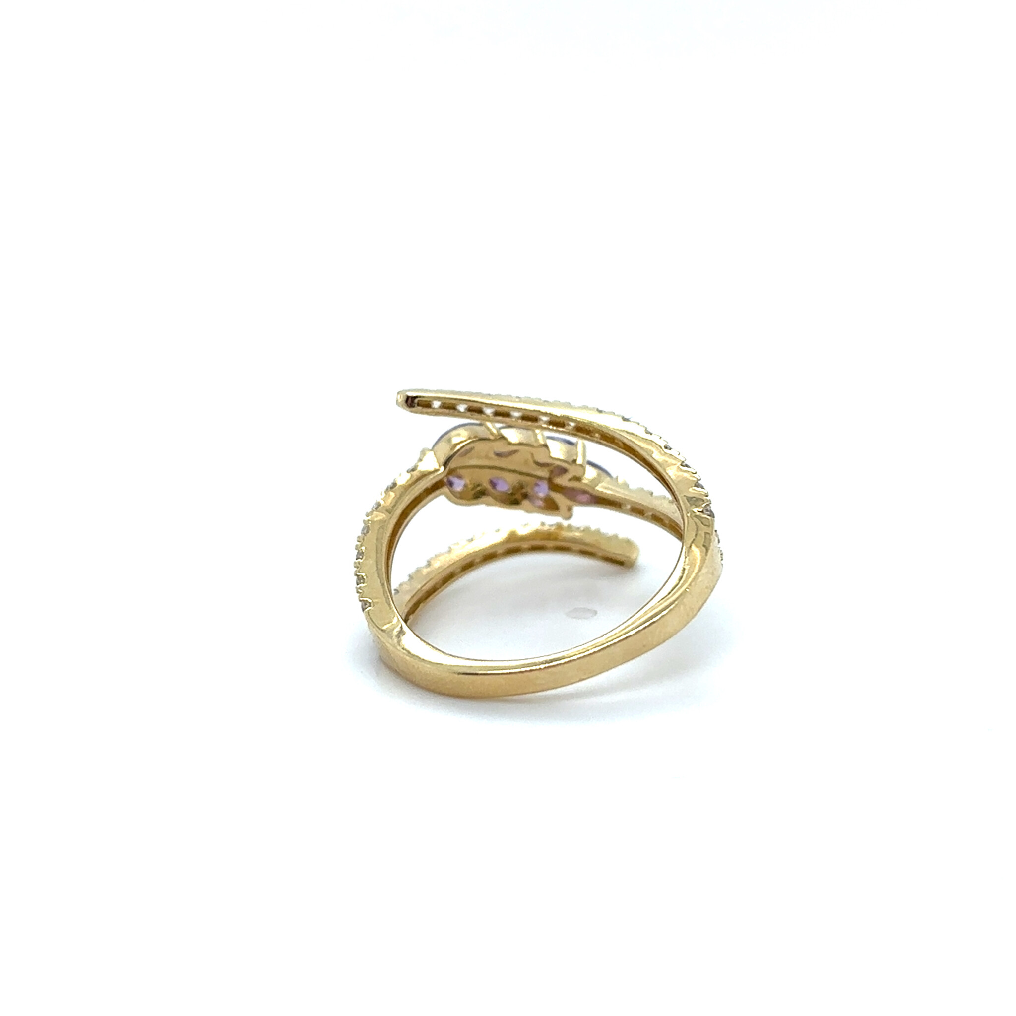 Ring open abstract met witte en paarse zirkonia's-3