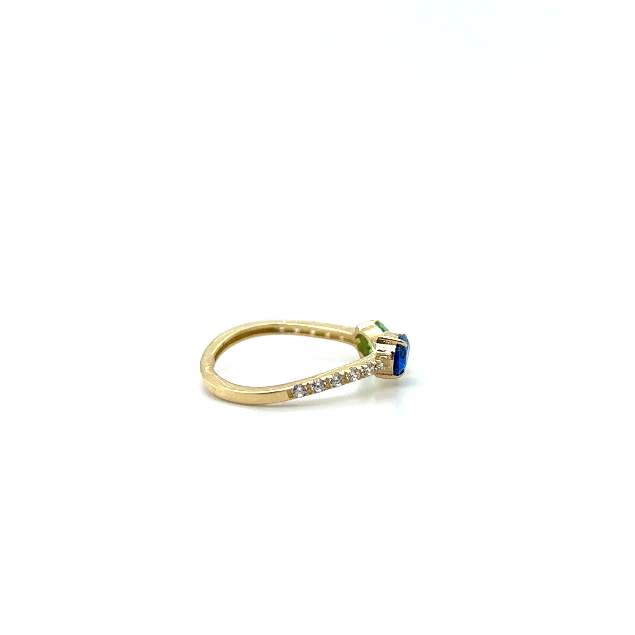 Ring open met druppel stenen blauw en groen-2