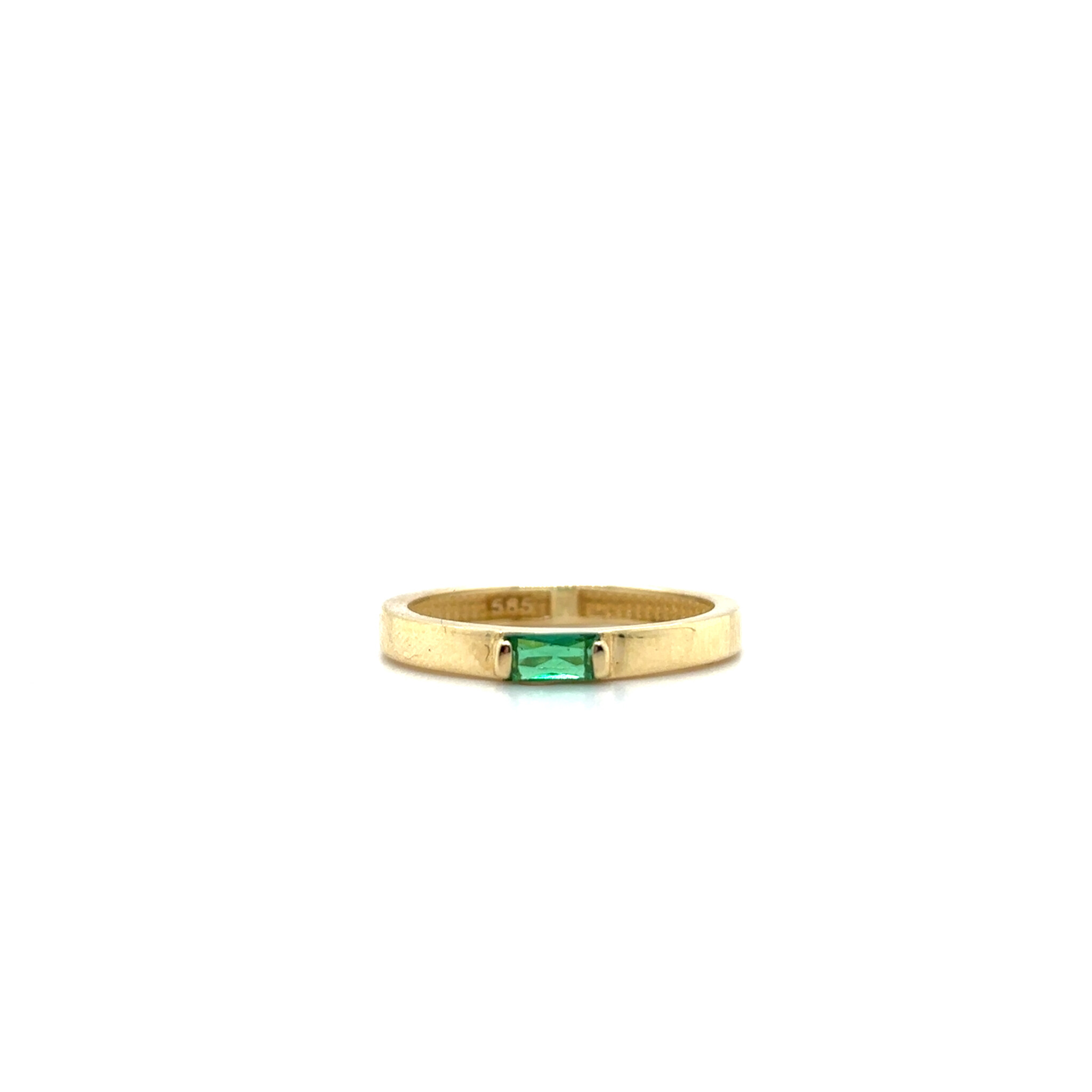 Ring strakke gladde band met horizontale baguette zirkonia-4