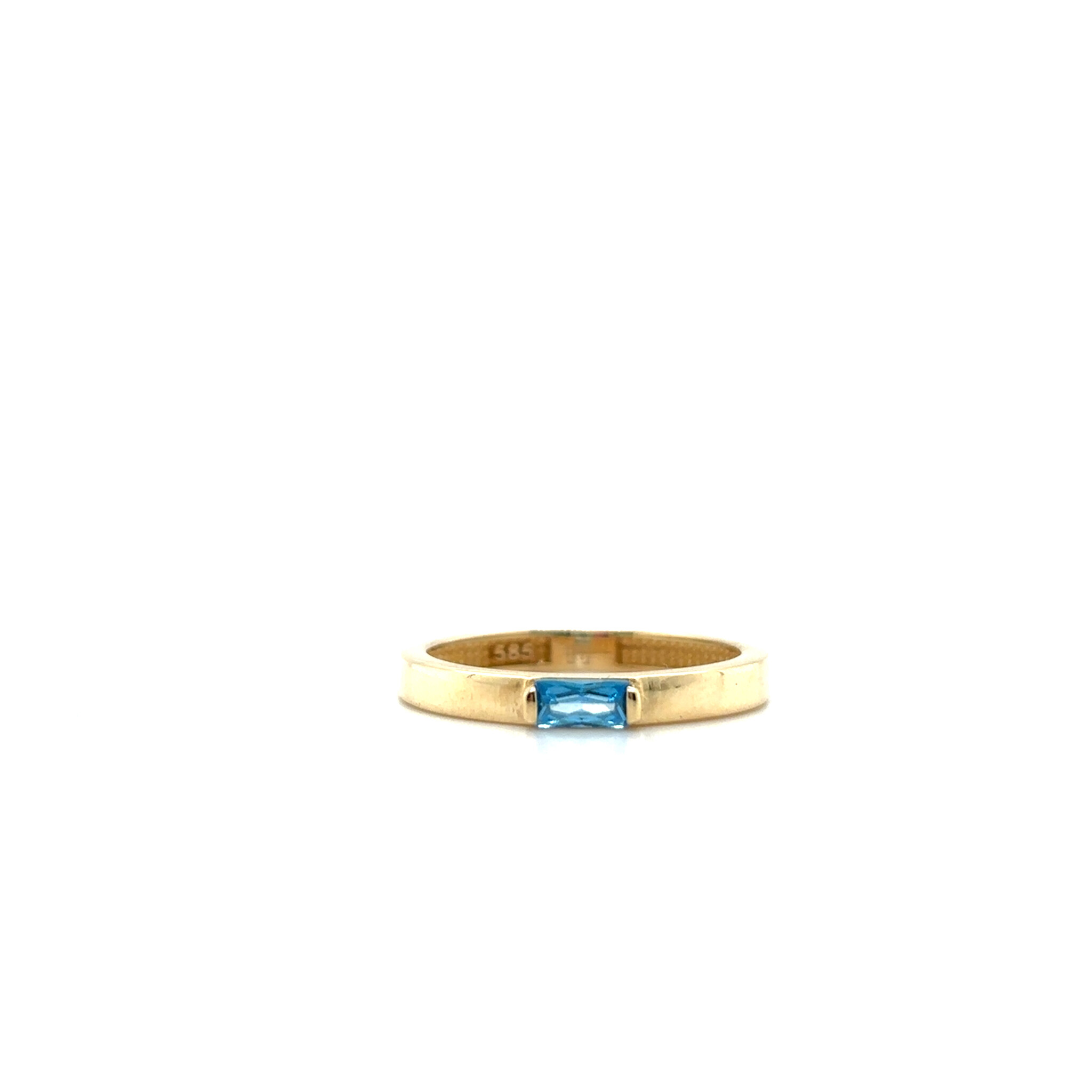 Ring strakke gladde band met horizontale baguette zirkonia-5