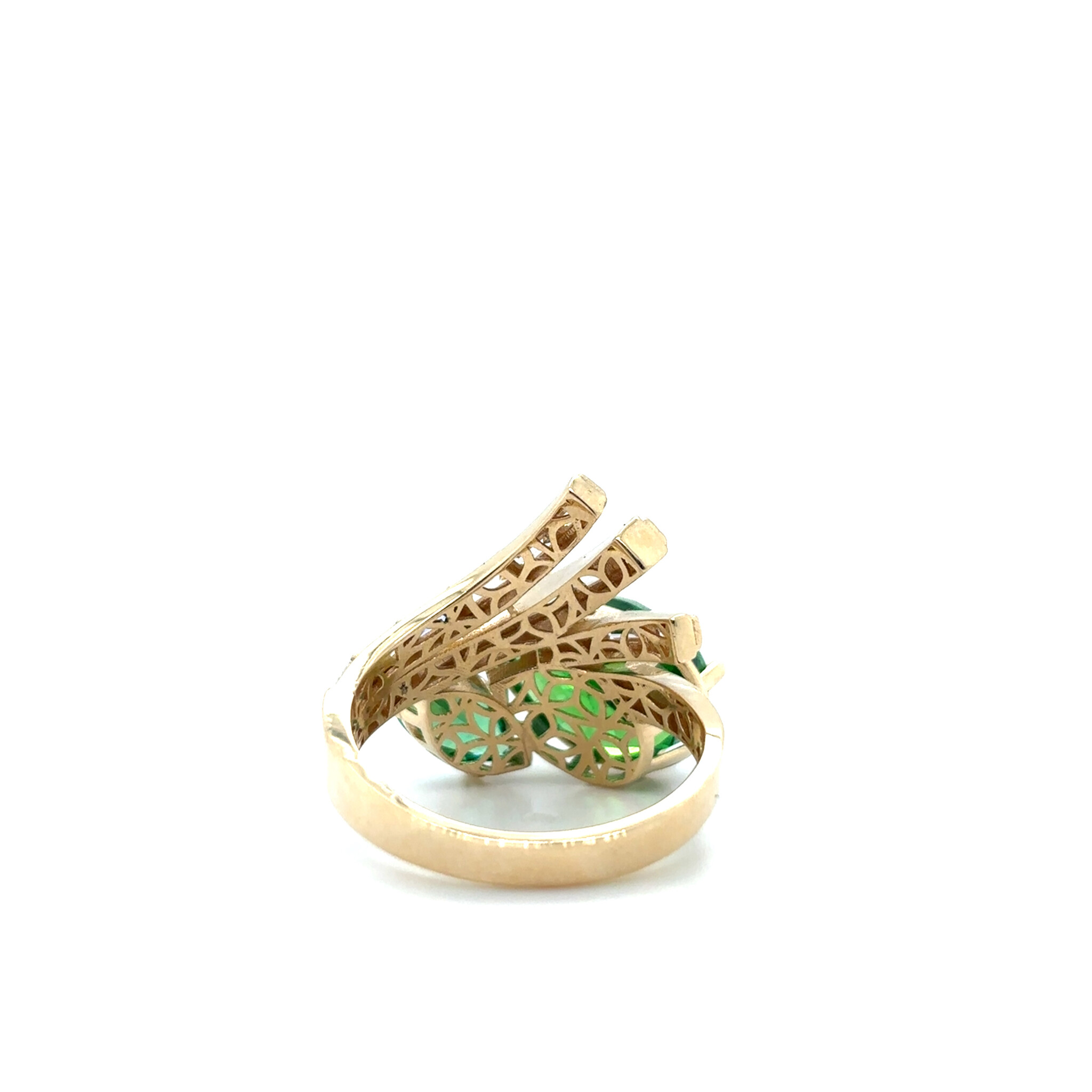 Ring abstract met grote groene stenen en baguette zirkonia-3