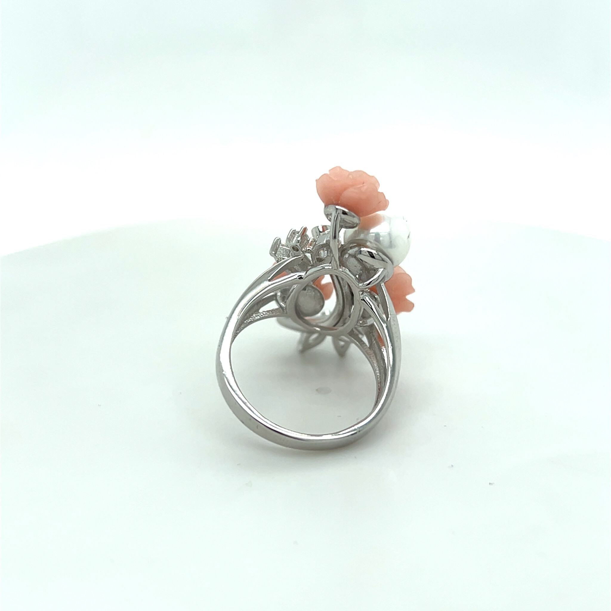 Ring met parel en roze rozen-4