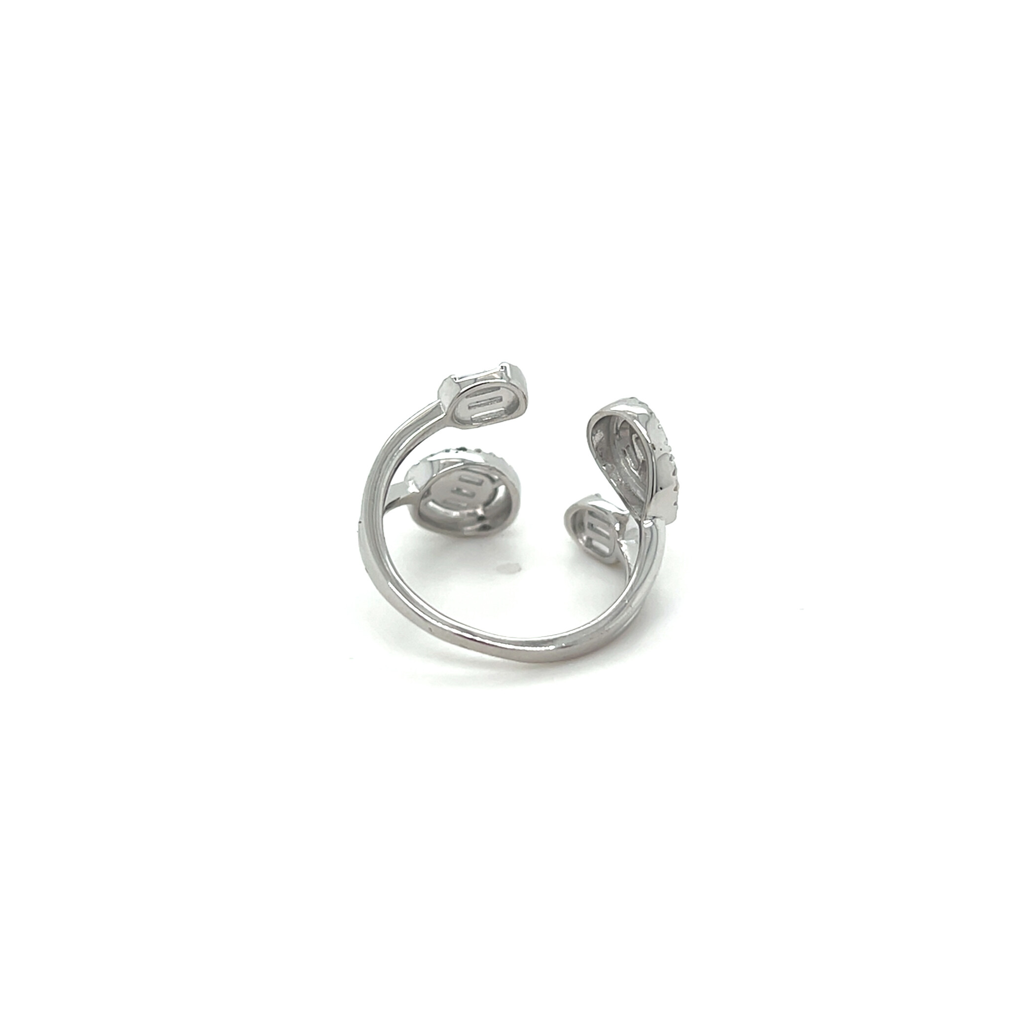 Ring open met zirkonias en baguette stenen-4