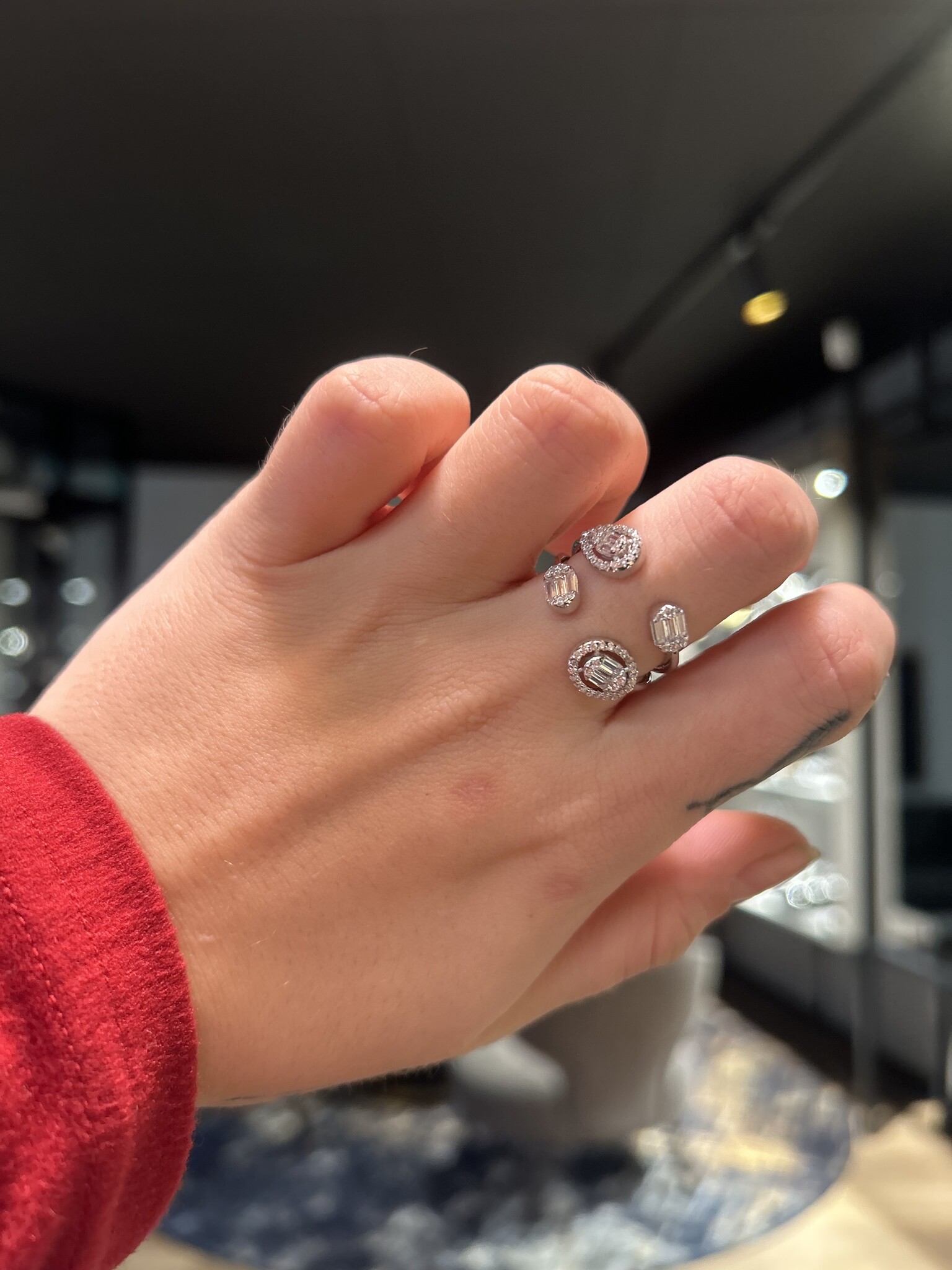 Ring open met zirkonias en baguette stenen-2