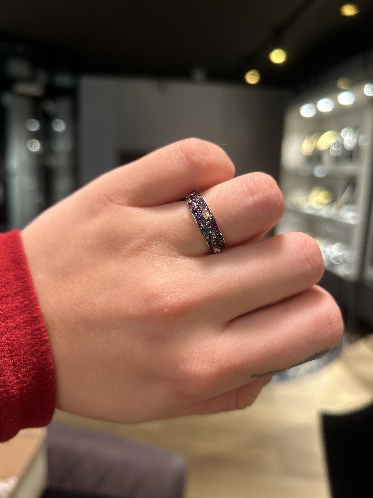 Ring oude stijl zilver met rainbow stenen-2