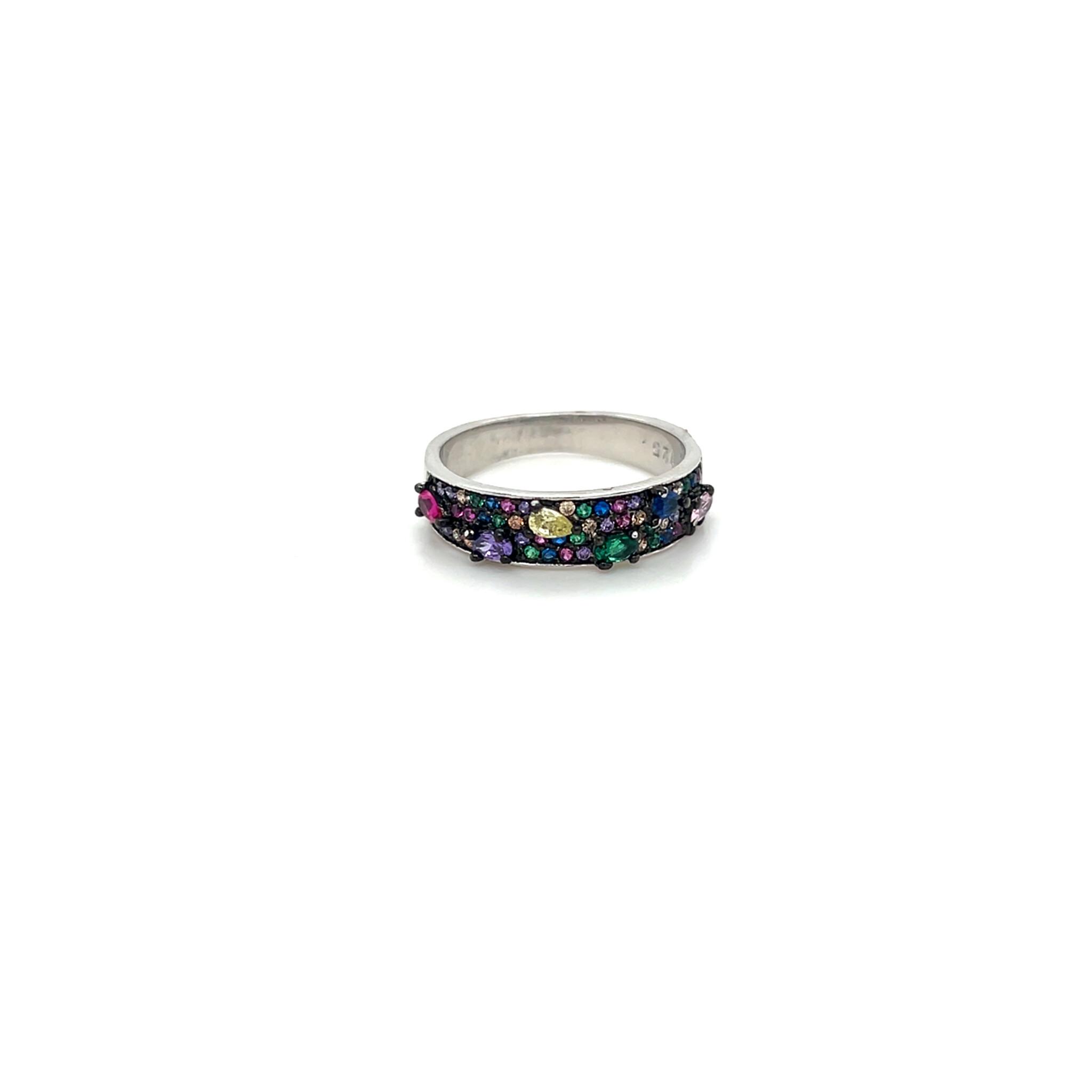 Ring oude stijl zilver met rainbow stenen-1