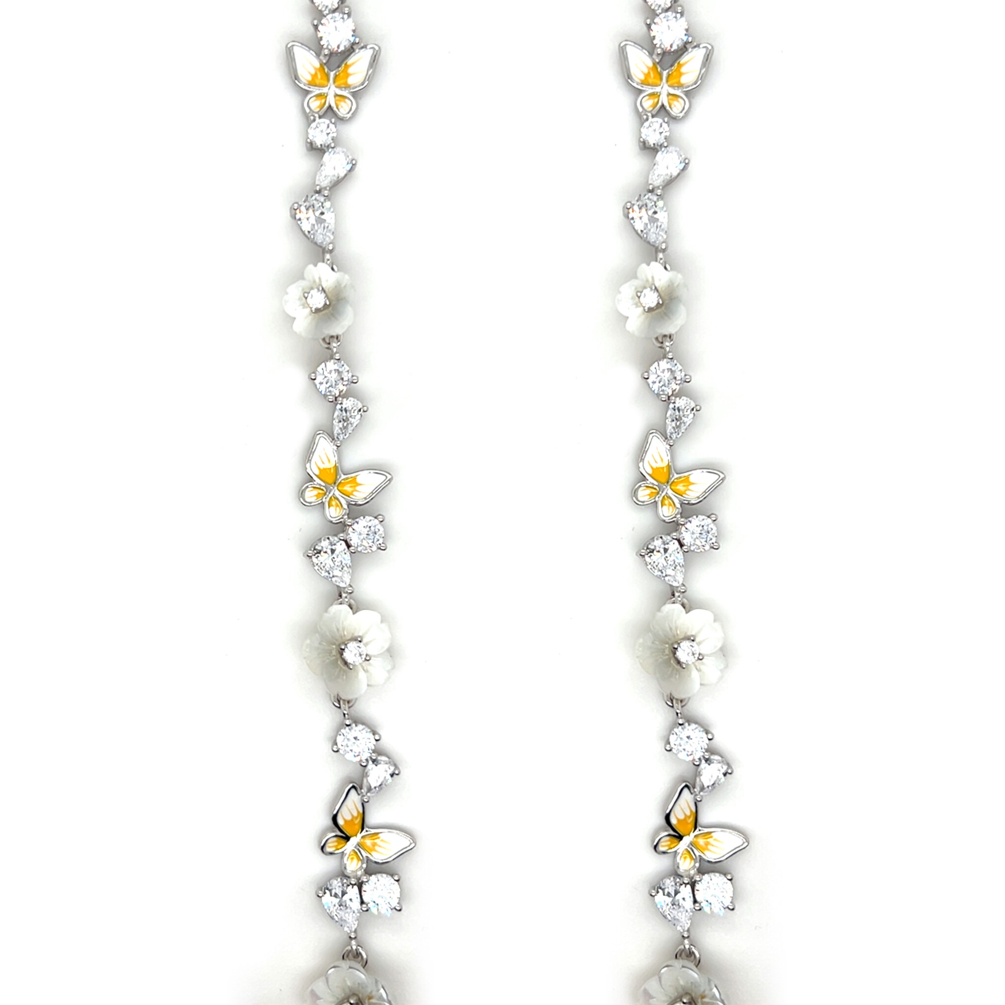 Ketting met bloemenkrans met vlinders en zirkonia's-3