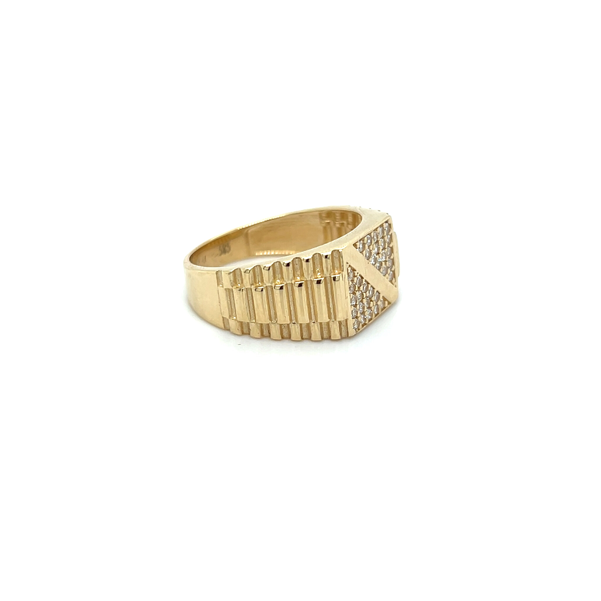 Ring met roleksschakel en streep door zirkonias-3