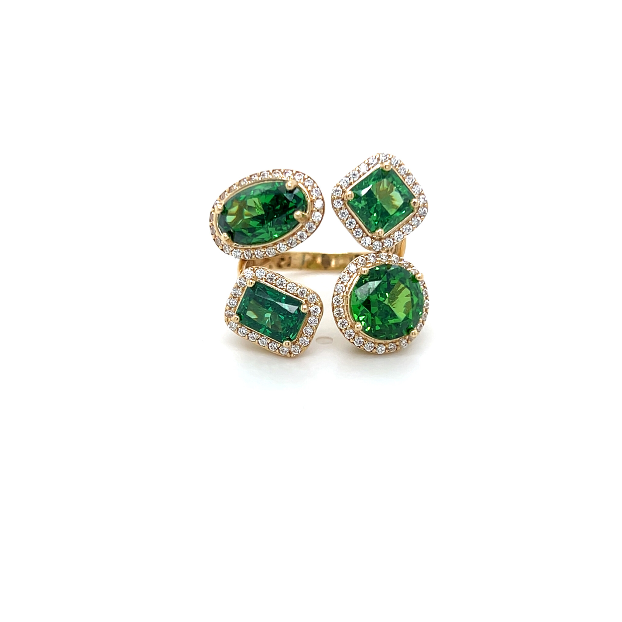 Ring 4 verschillende groene stenen en zirkonia stenen-1
