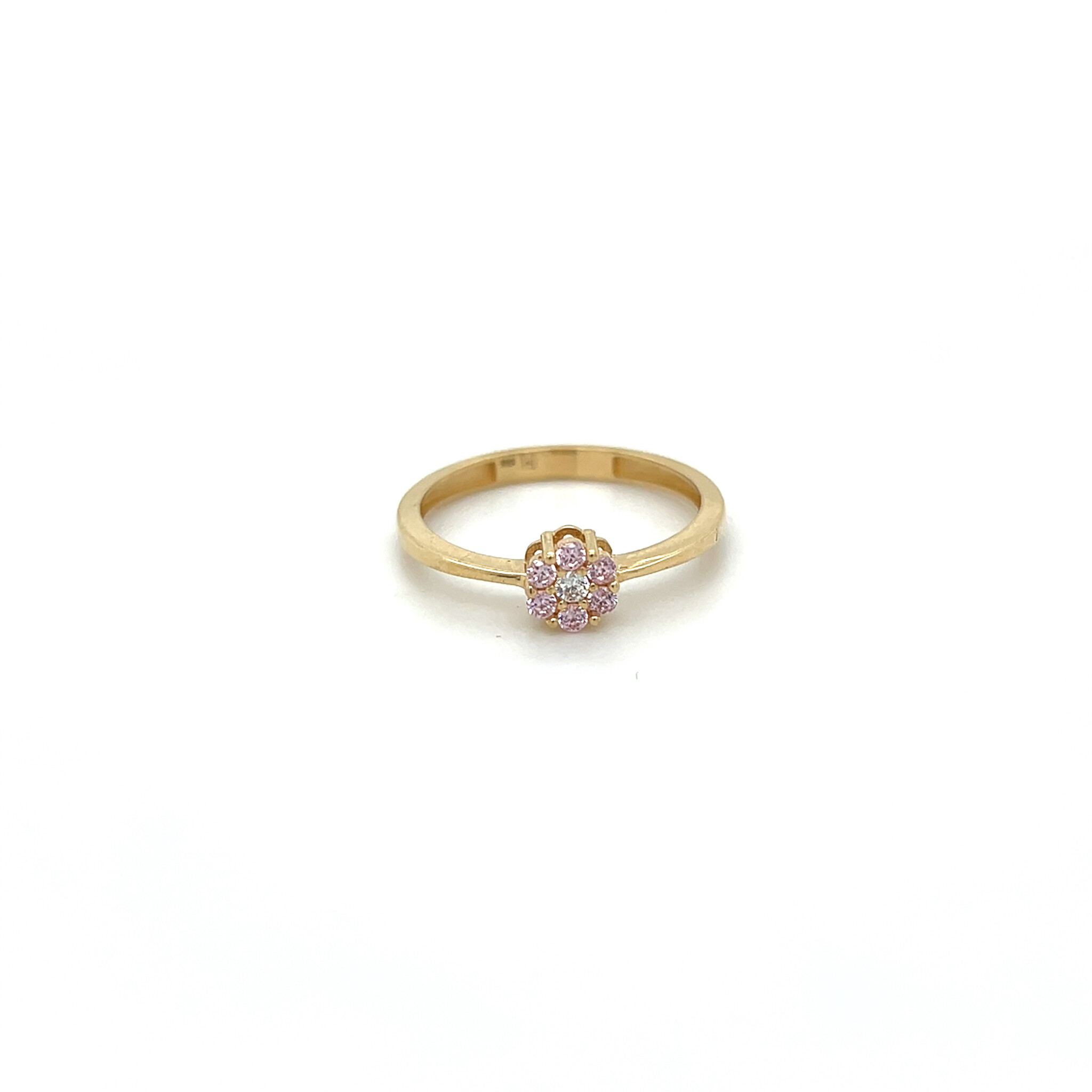 Ring bloem roze zirkonia's-1