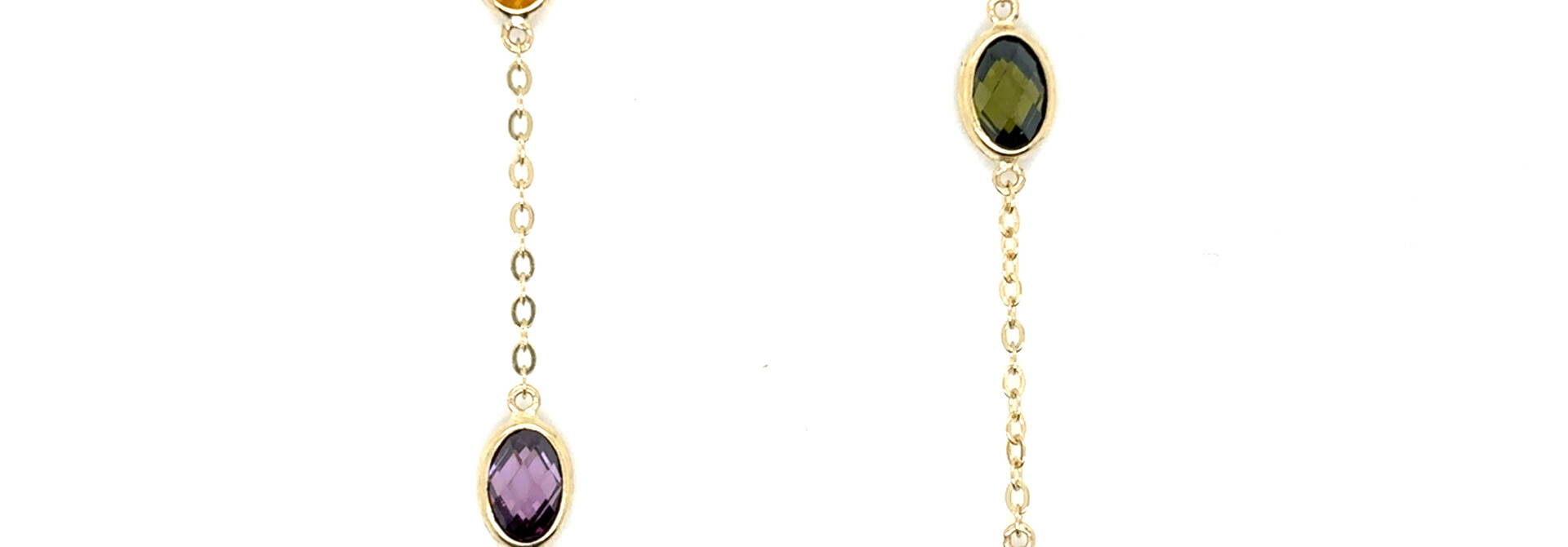 Ketting met ovale zirkonia stenen in verschillende kleuren