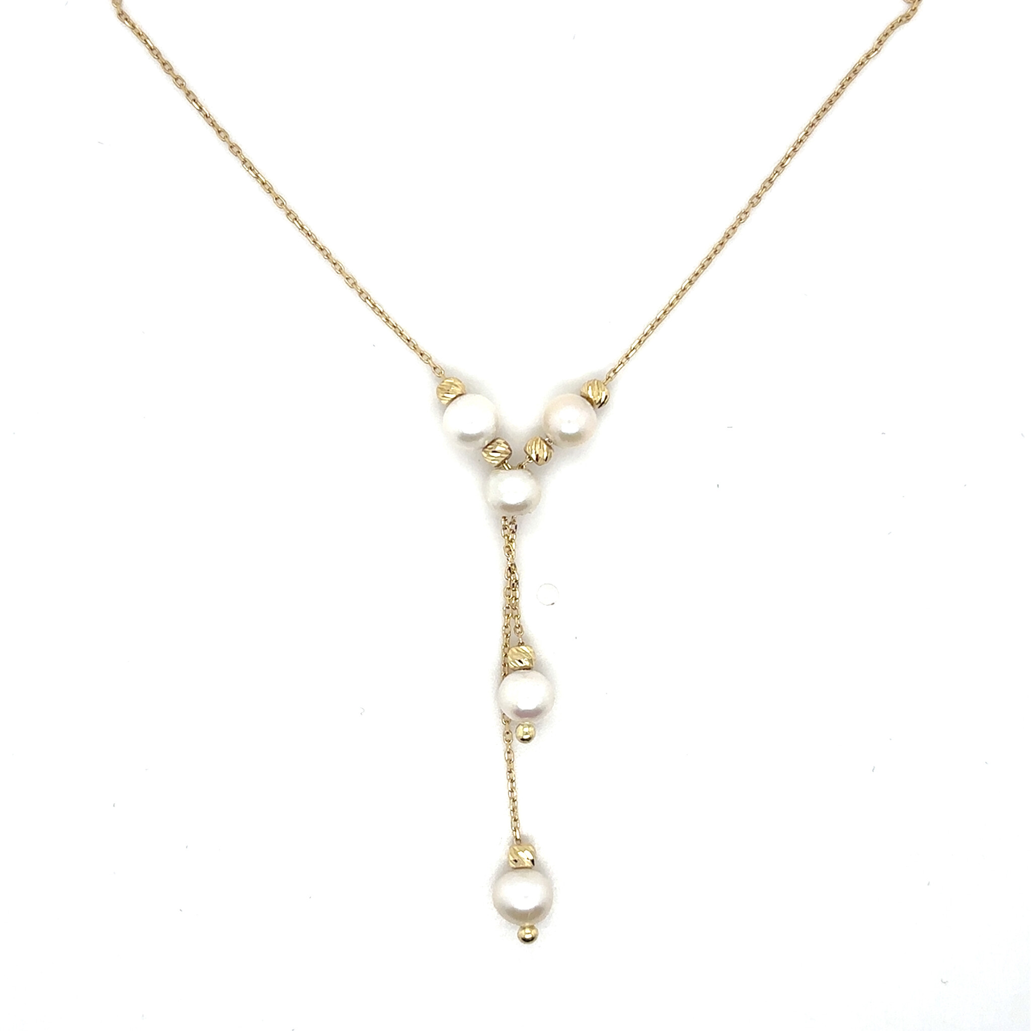 Ketting met witte hangende parel kralen-1