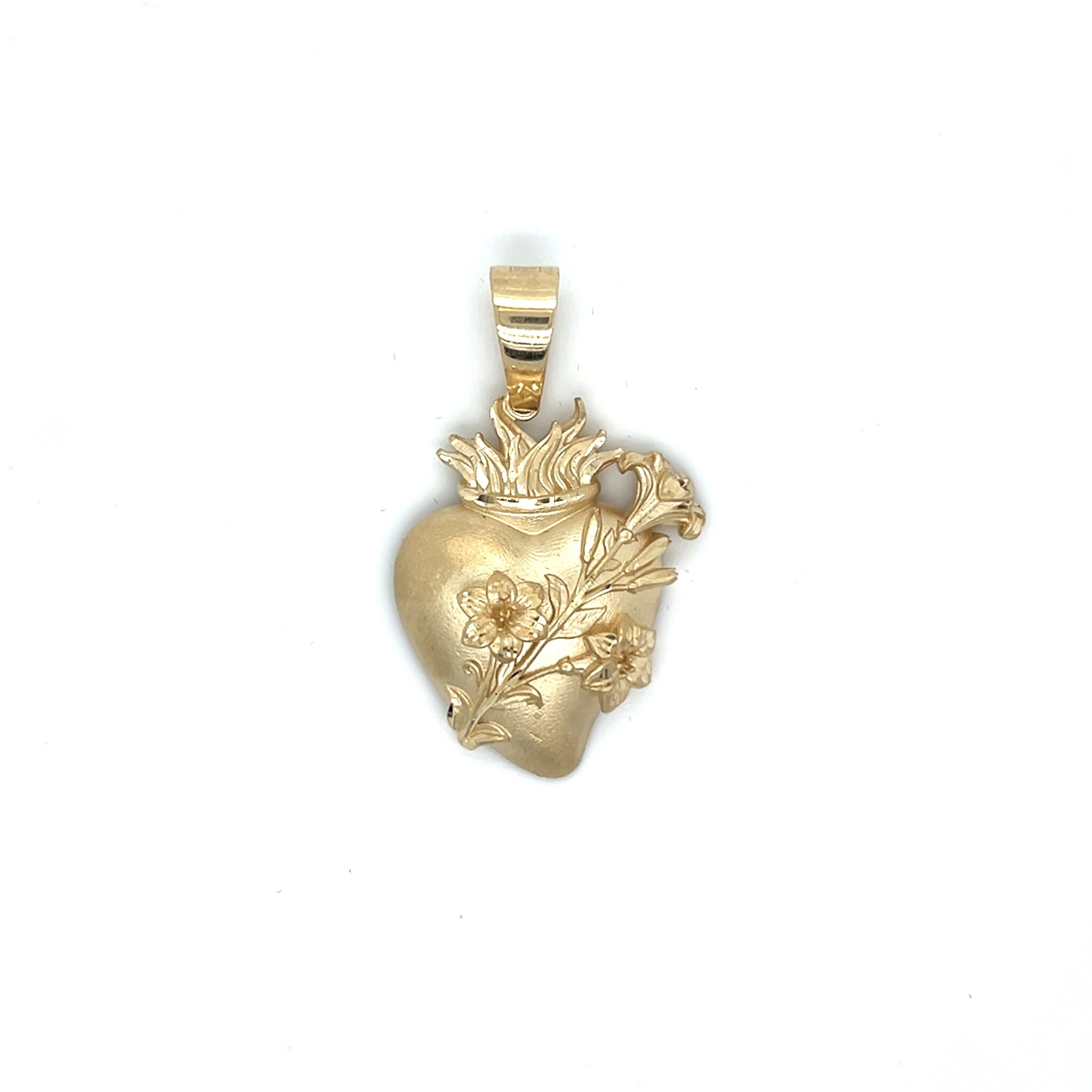 Hanger oldskool hart tattoo style met bloemen en diamond cut-1