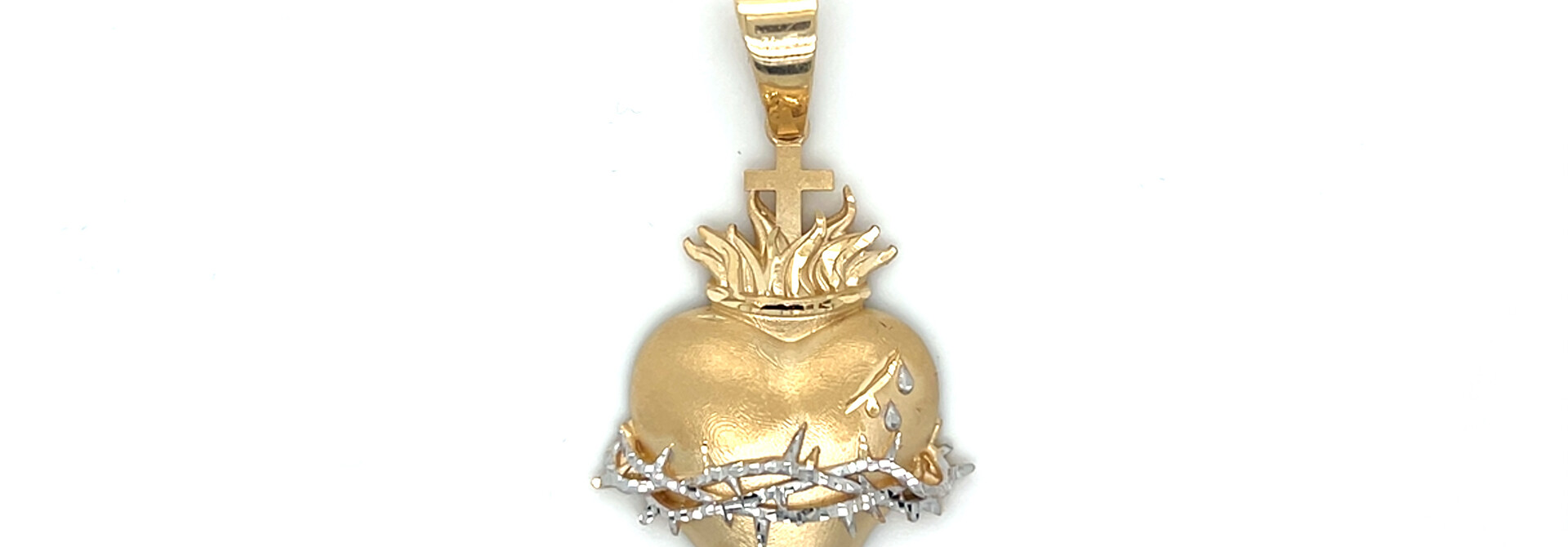 Hanger hart met prikkeldraad witgoud oldskool tattoo style