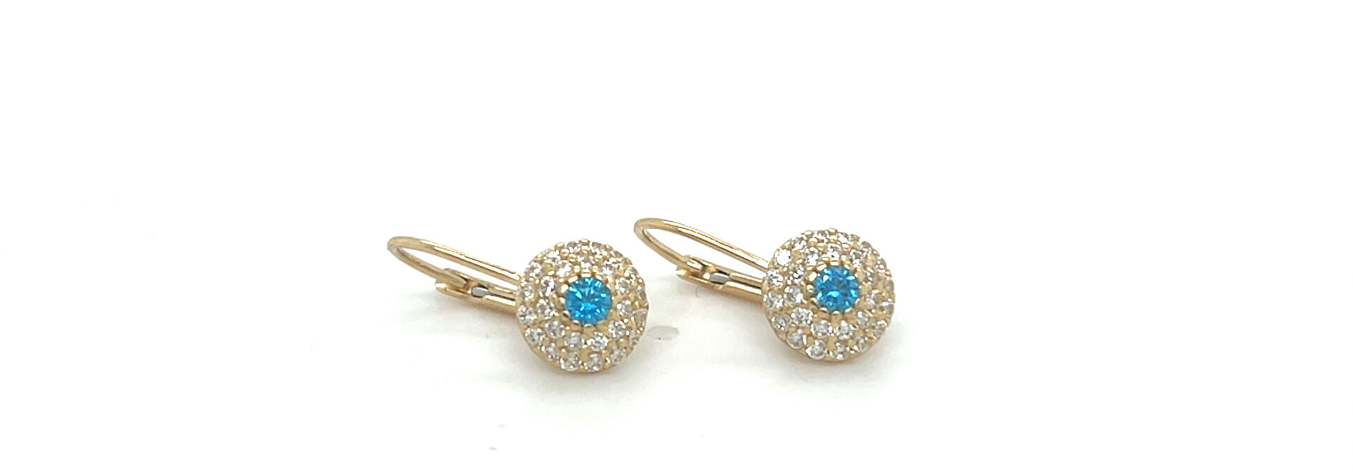 Oorbellen hangend rondje met gekleurde zirkonia