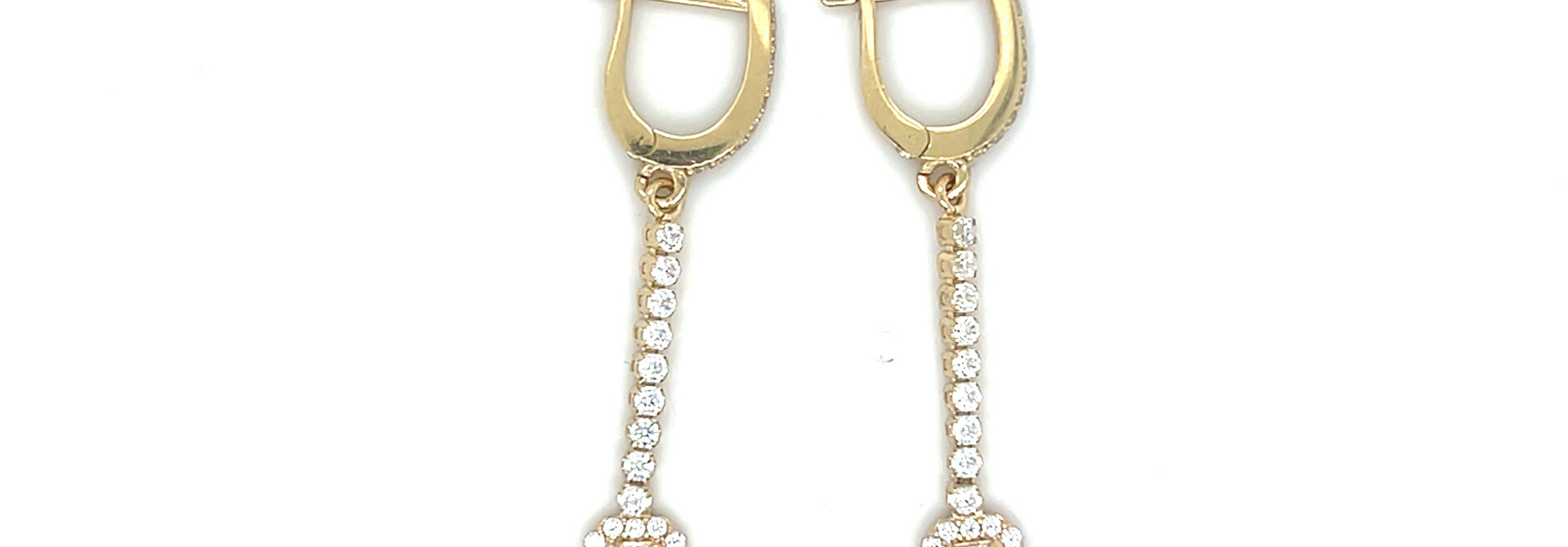 Oorbellen met hangend tennis kettinkje en baguette