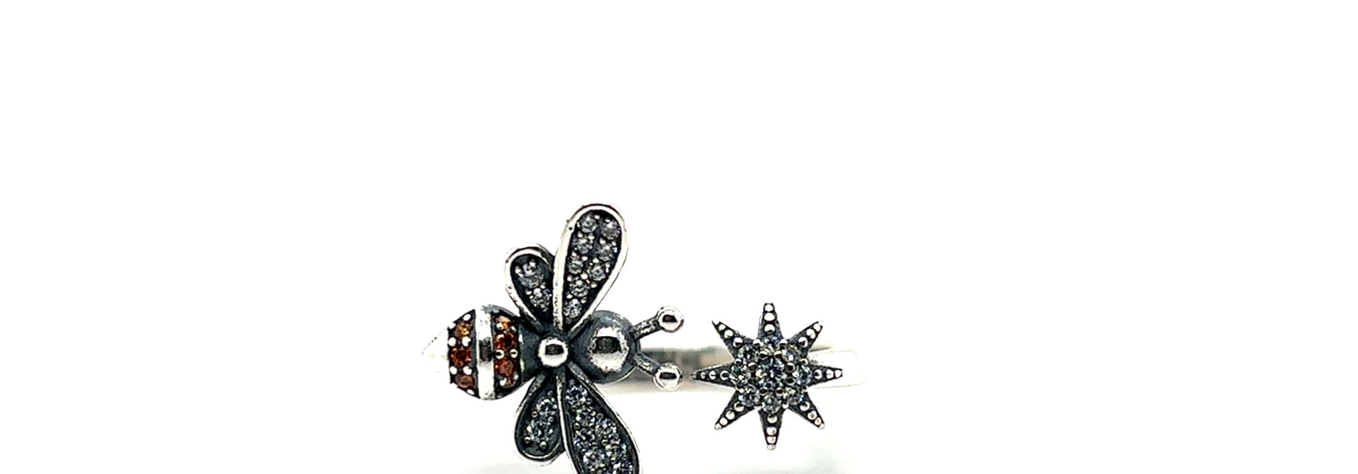 Ring met gekleurde zirkonia stenen  in bij vorm