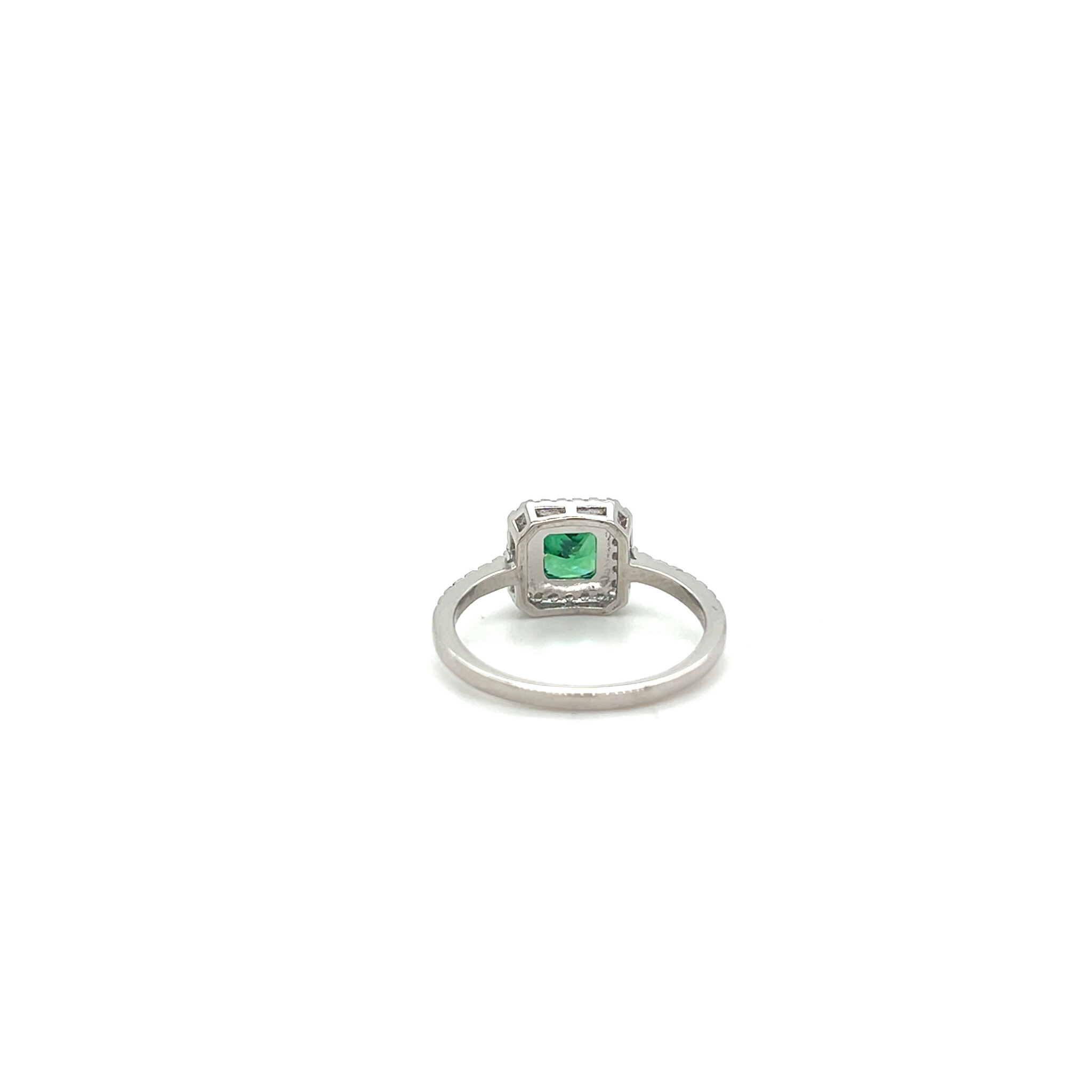 Ring zirkonia met grote vierkante groene steen-3
