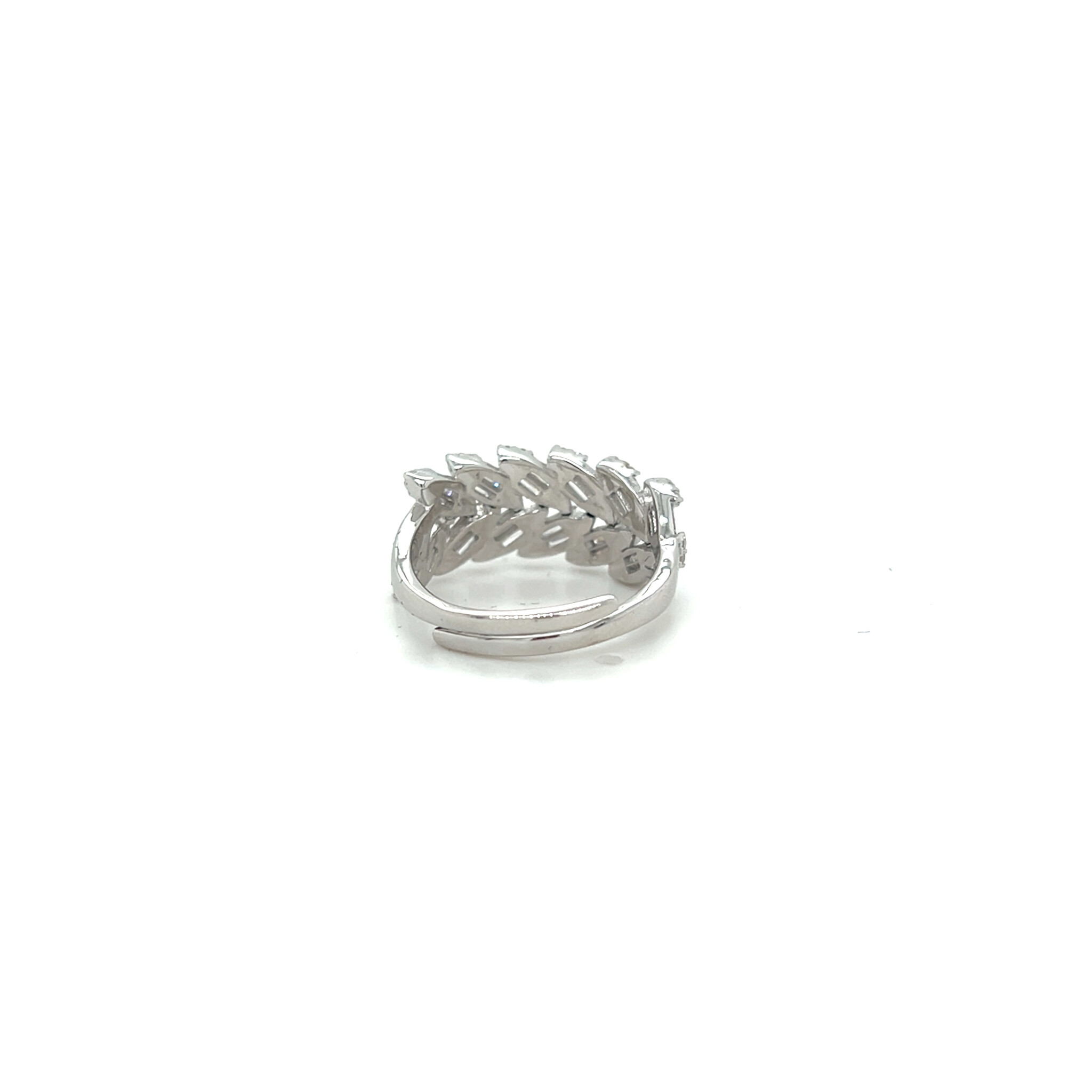 Ring met baguette stenen en kleine zirkonias en open band-3