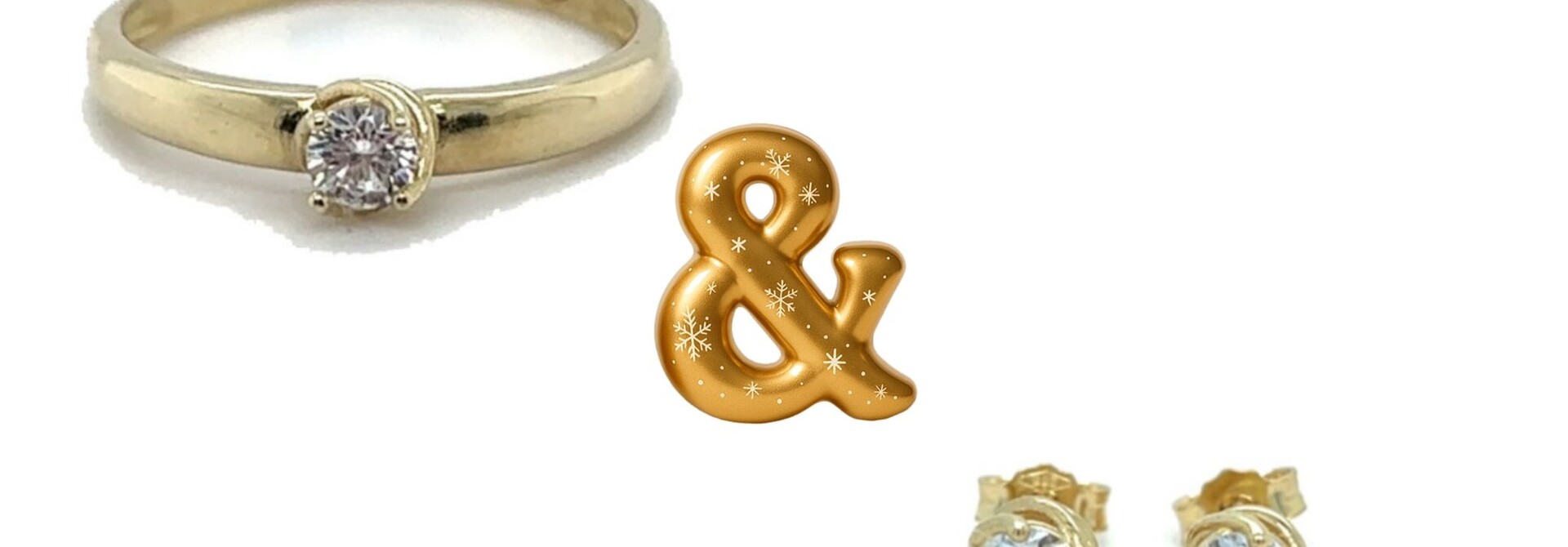 Set oorbellen en ring solitair met gedraaide zetting