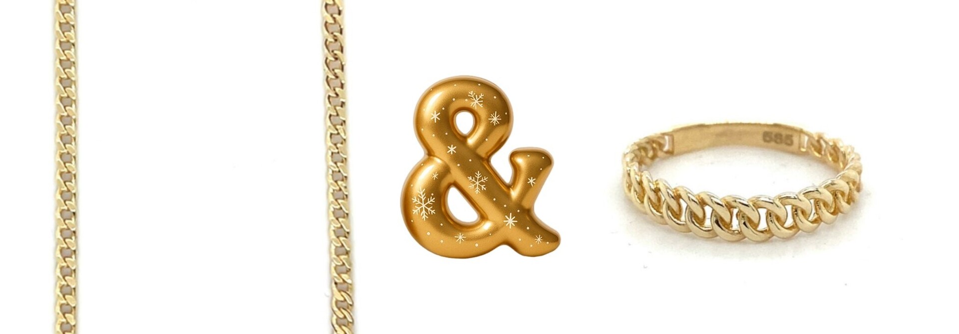 Set ketting en ring cubanlink / gourmet