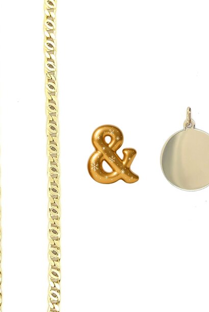 Valkenoog ketting met graveerbare hanger set