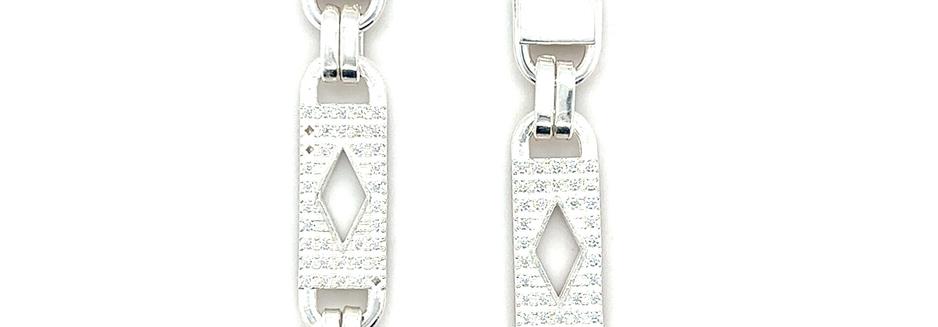 Kingsley schakel met ruiten en zirkonia stenen