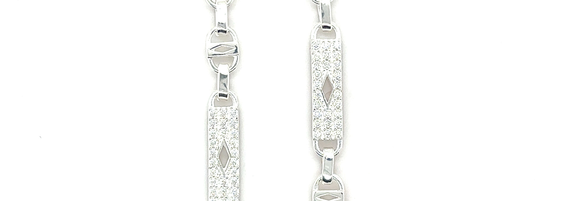 Kingsley schakel geruit met met ruiten  en zirkonia stenen