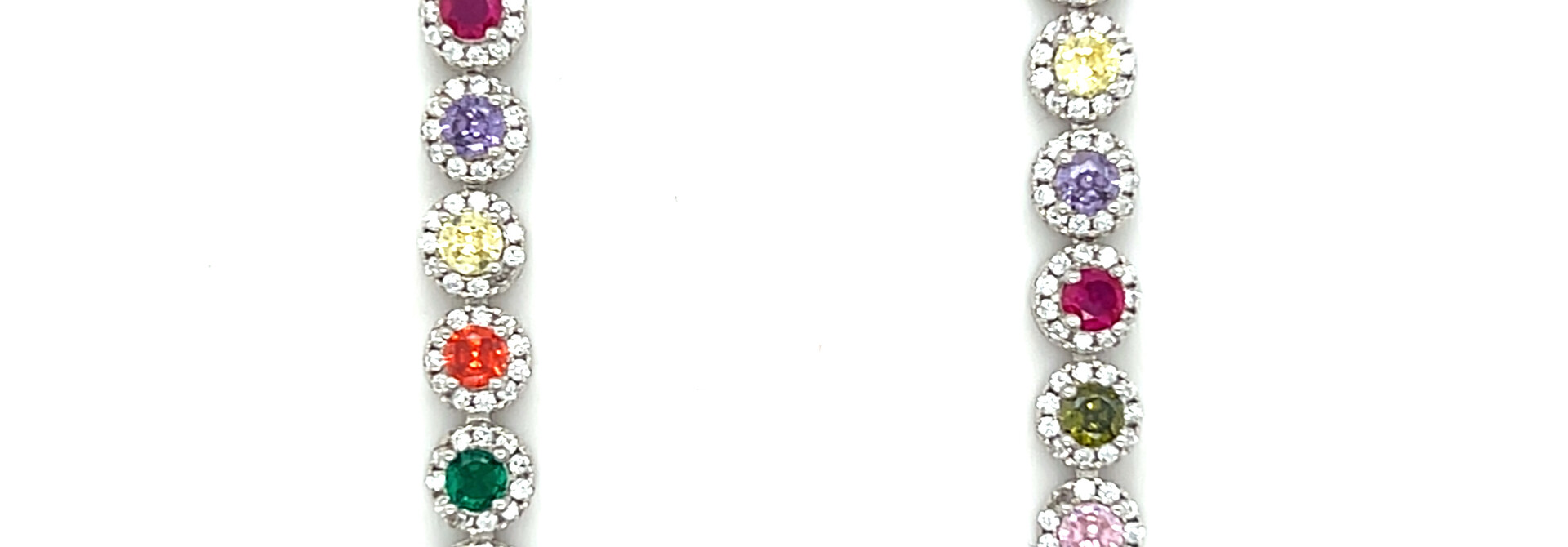 Ketting met ronde zettingen met gekleurde en witte zirkonia's