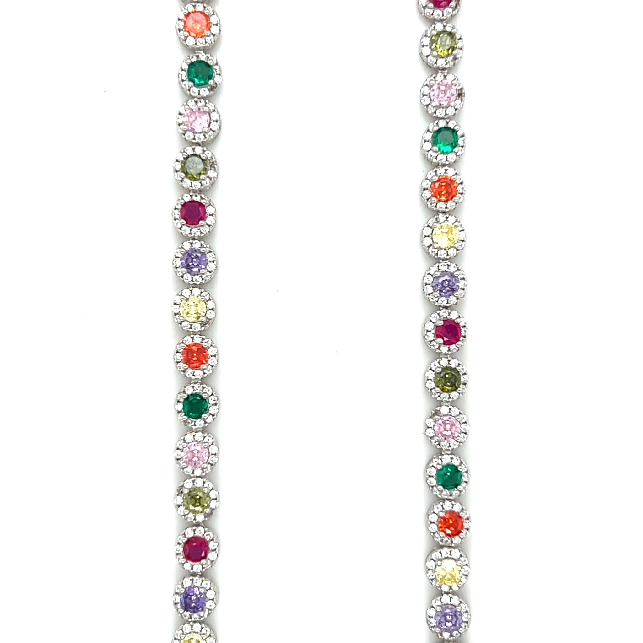 Ketting met ronde zettingen met gekleurde en witte zirkonia's-1