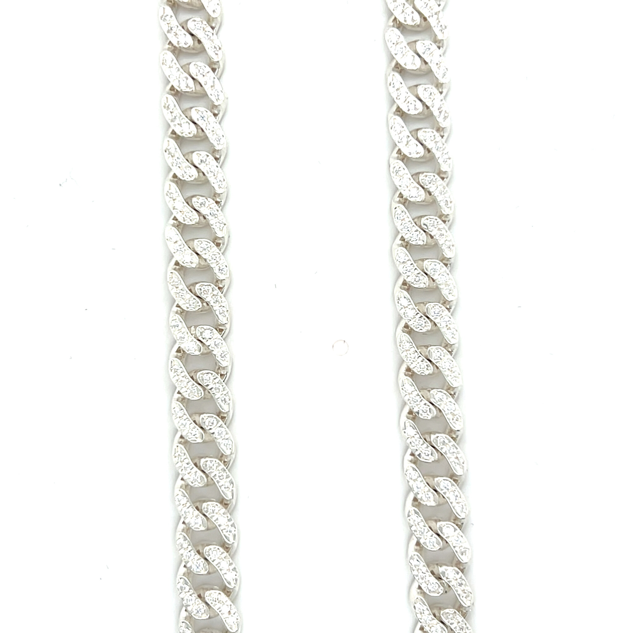Ketting Cuban link met bakslot geheel bezet met zirkonia's-1