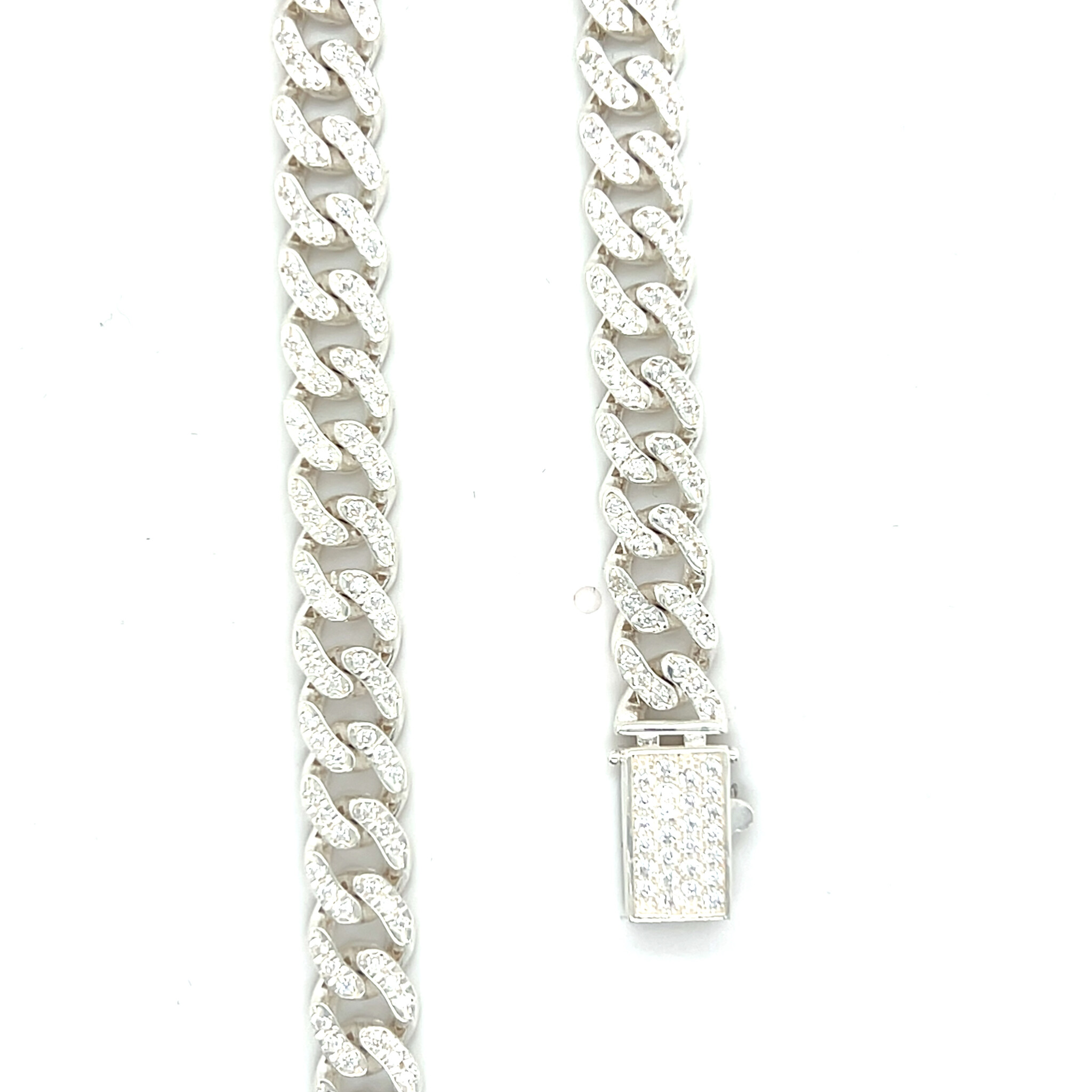 Ketting Cuban link met bakslot geheel bezet met zirkonia's-2