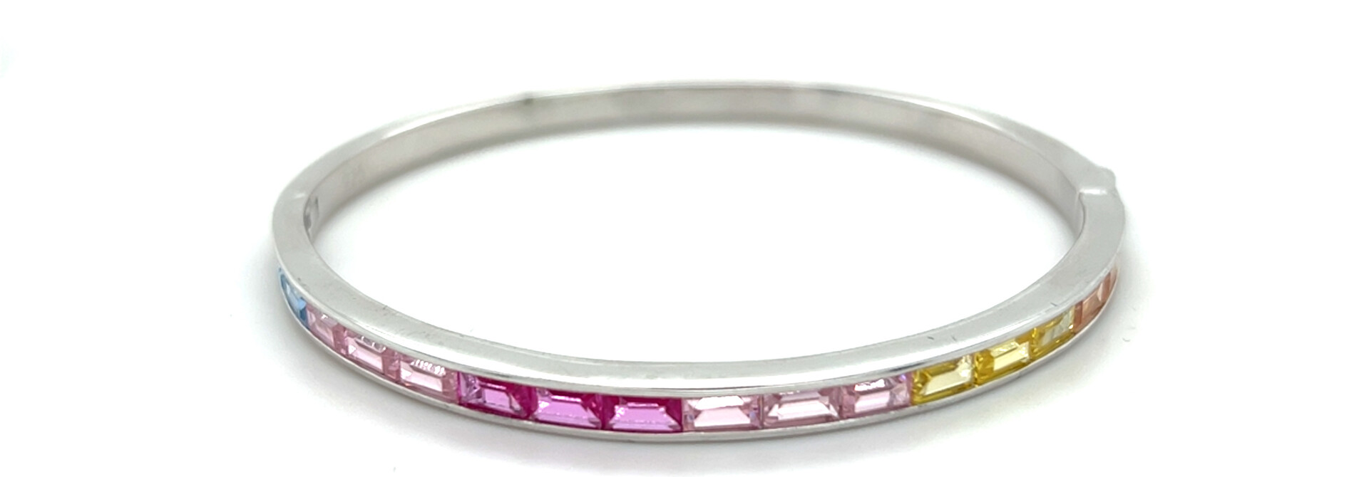 Armband vast met langwerpige gekleurde ingelegde zirkonia's