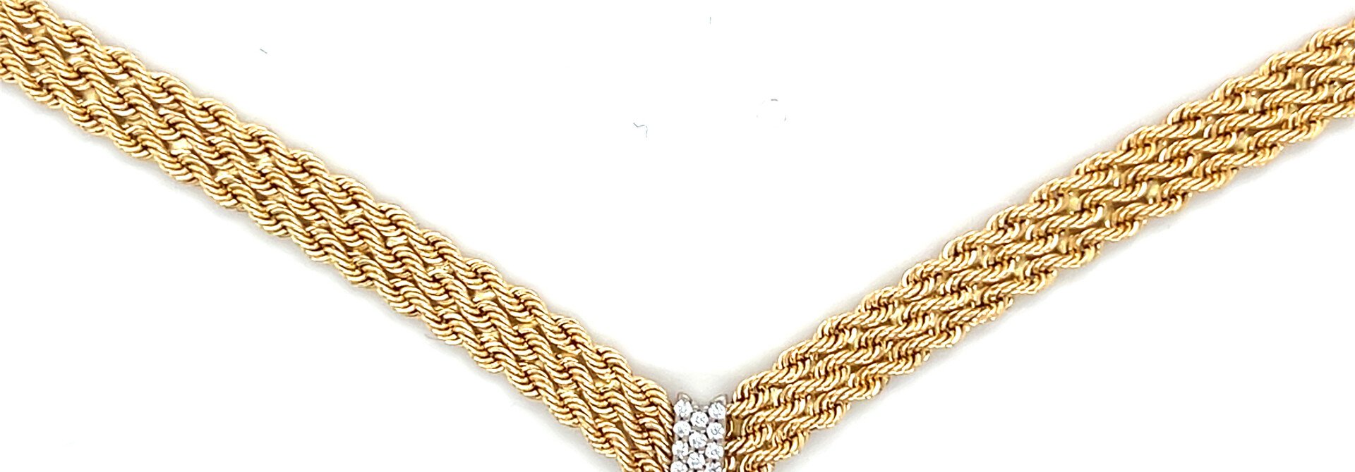 Ketting rope schakel meerdere rijen met v vorm en zirkonia accent