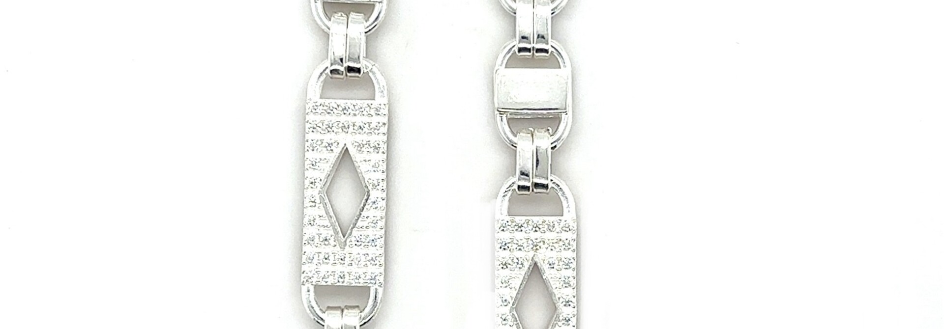 Kingsley schakel met met ruiten  en zirkonia stenen