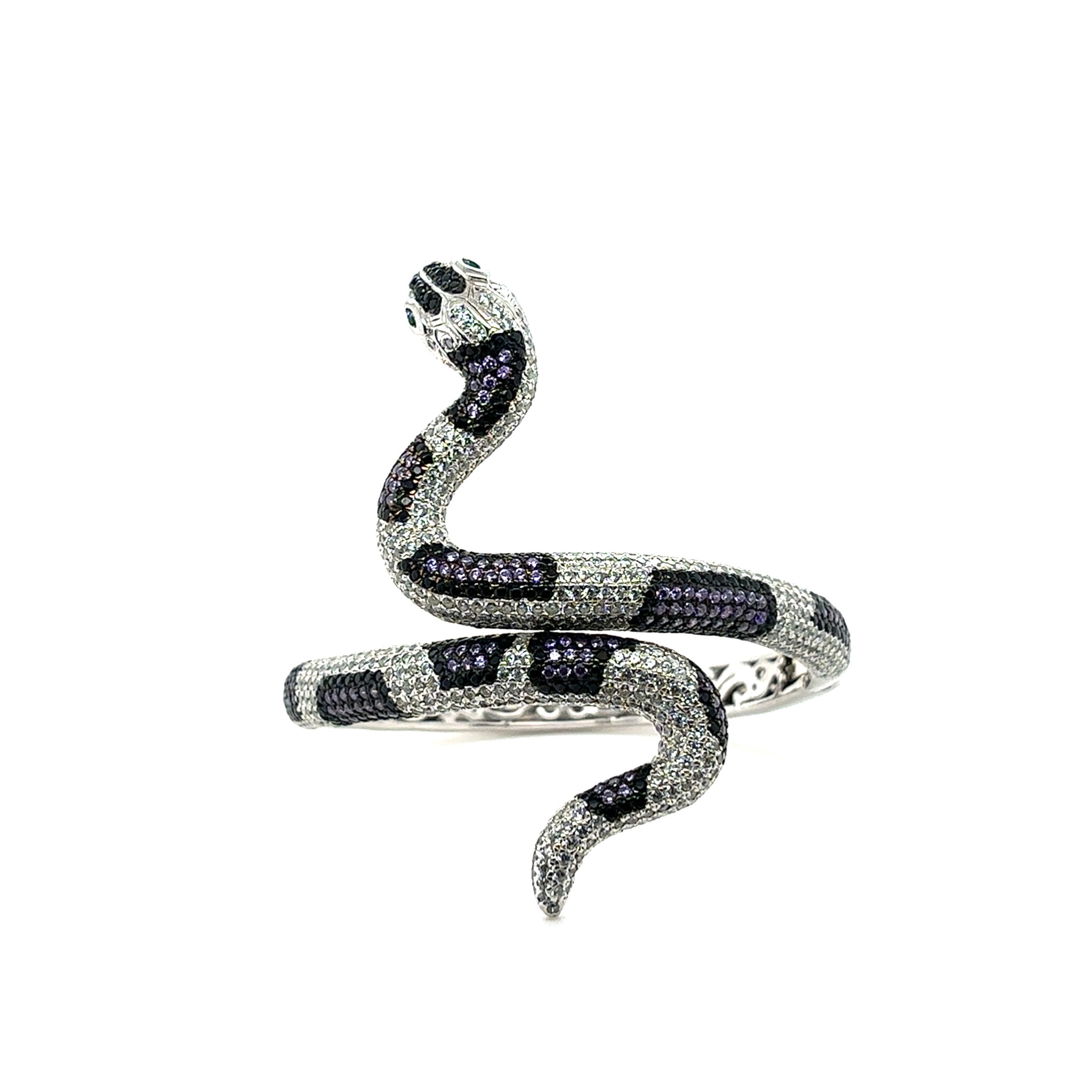 Armband vast slang met paarse, witte en zwarte zirkonia-1