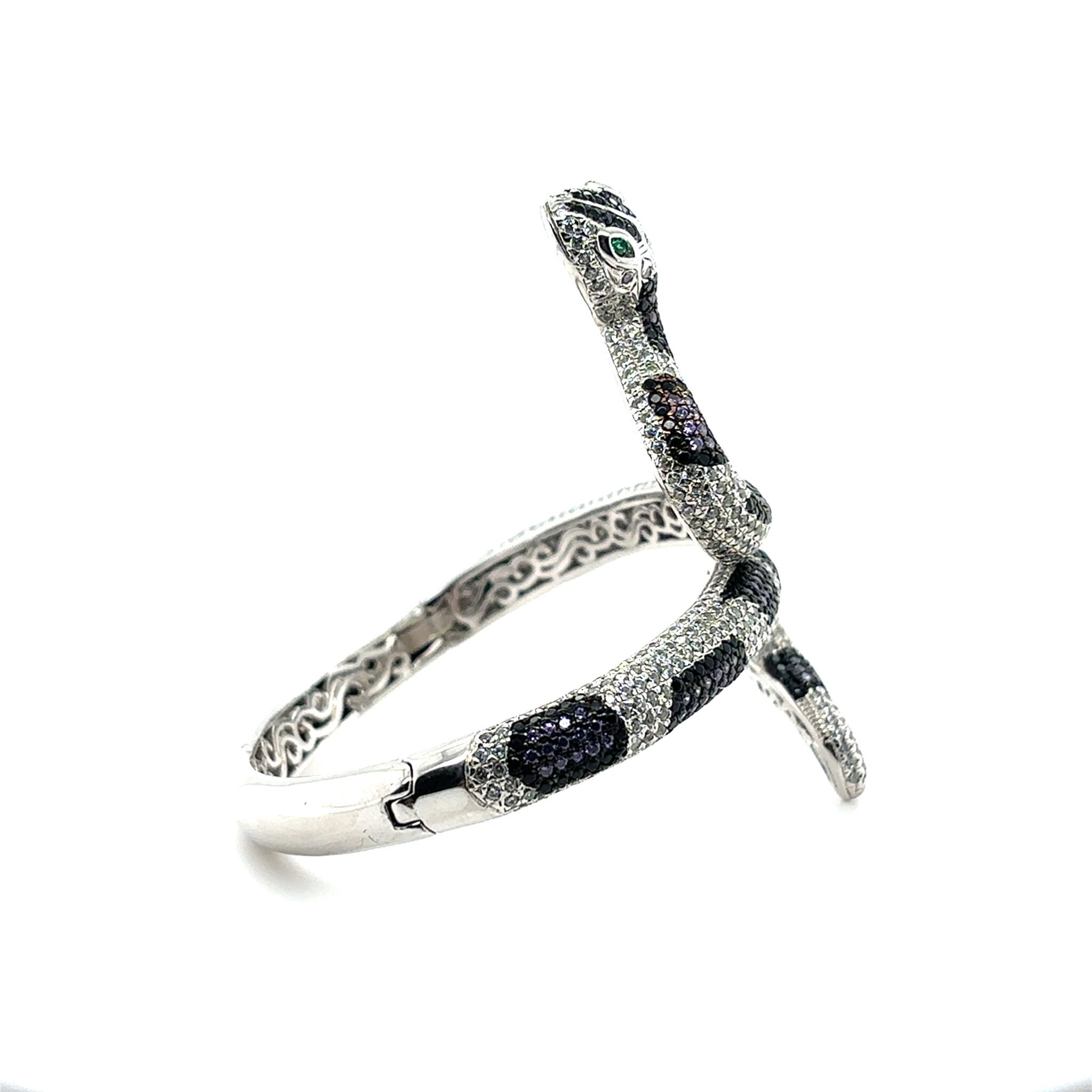 Armband vast slang met paarse, witte en zwarte zirkonia-2