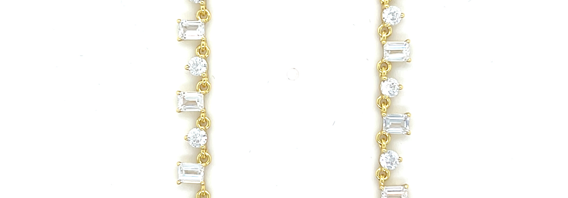 Ketting ankerschakel met om en om baguette zirkonia's gold-plated
