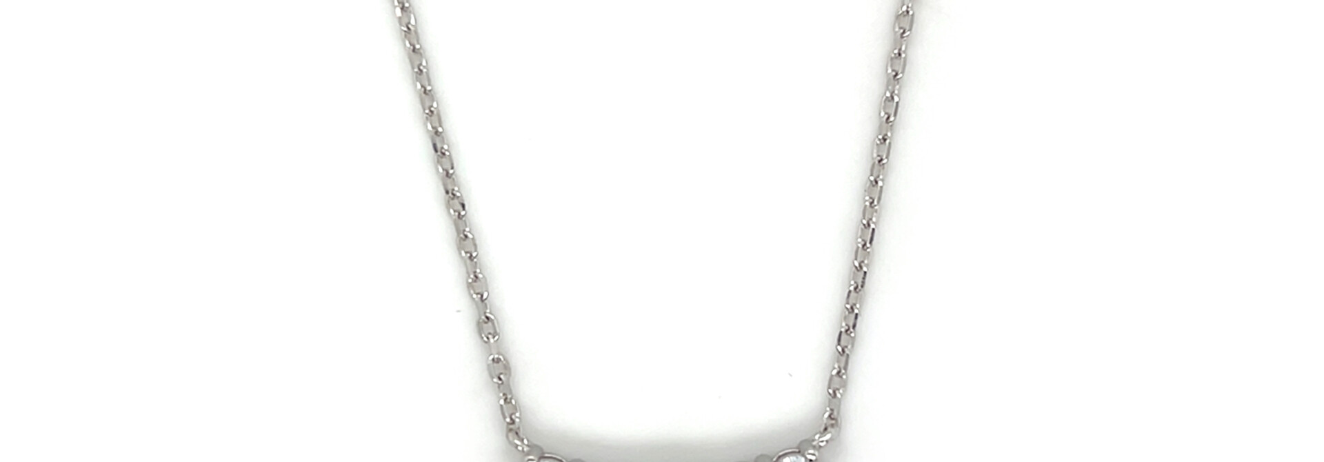 Ketting ankerschakel met vaste hanger bocht met gekleurde zirkonia