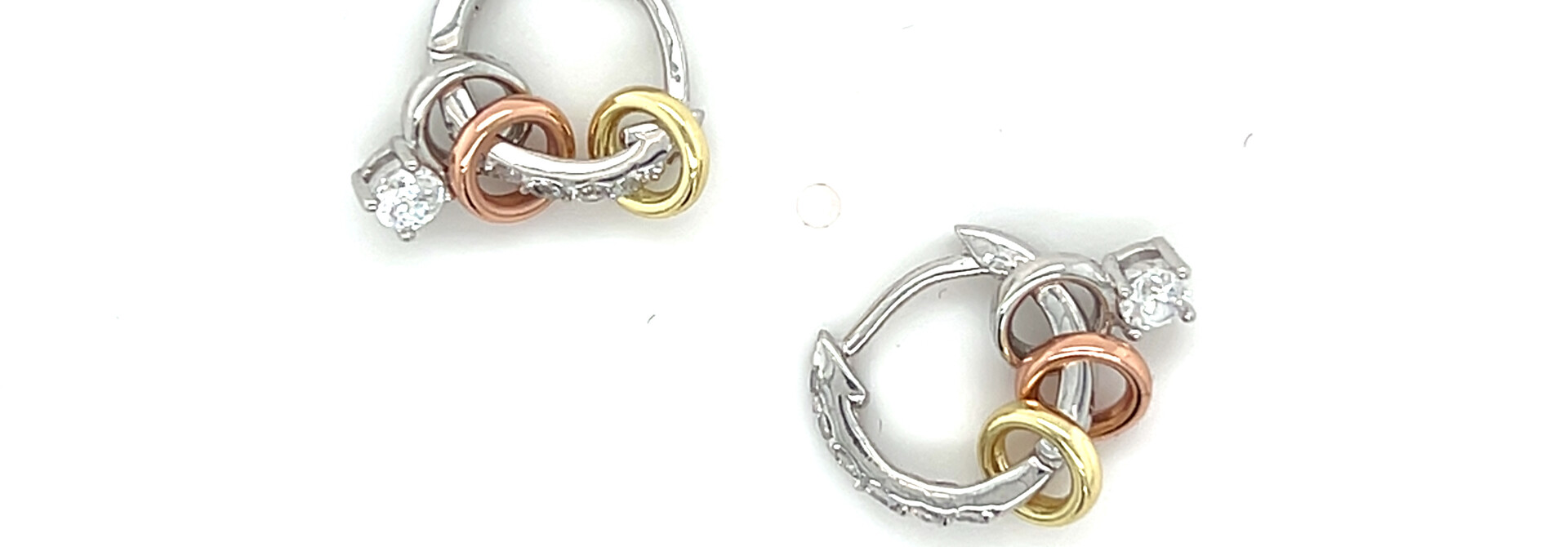 Oorbellen ringetjes met zirkonia en gold-plated ringetjes