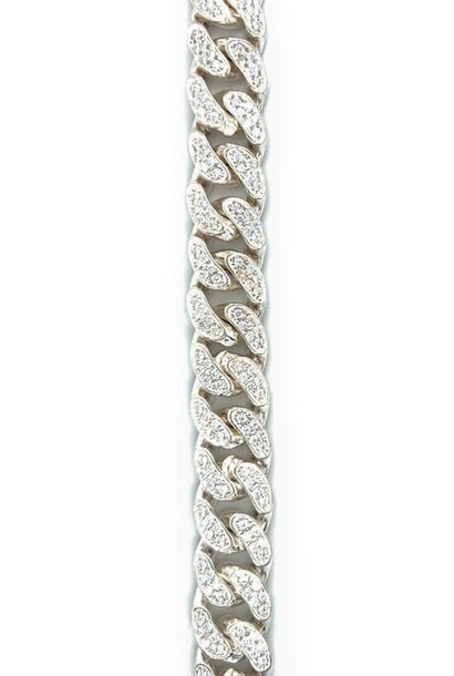 ‚ÄúCuban" armband zilver stenen 9.5-12.5 mm