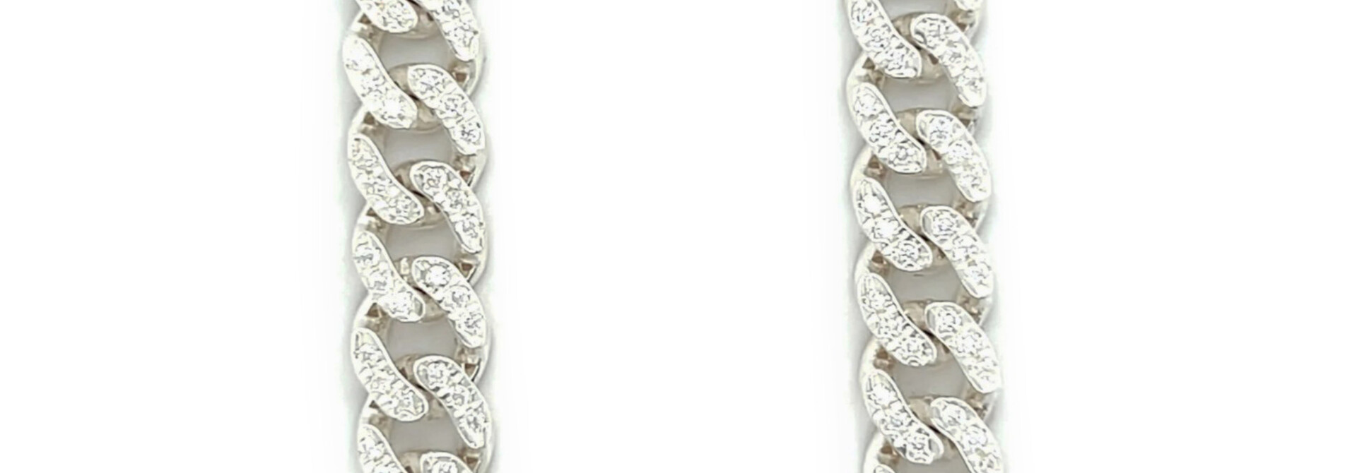 Ketting zilver Cuban link bezet met zirkonia's en clean kant 10 mm