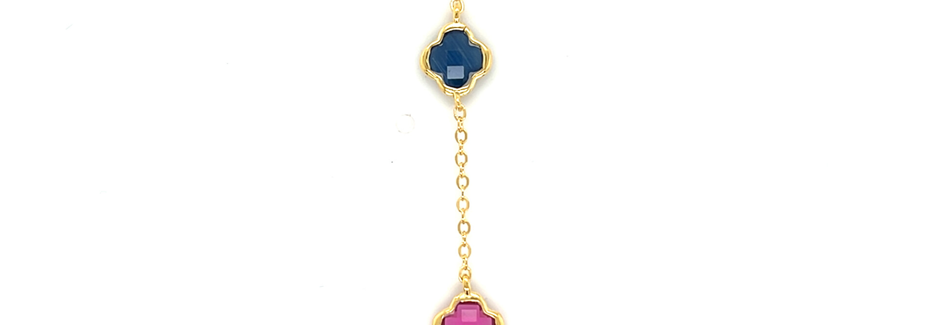 Armband gold-plated roze met bruine of blauwe zirkonia's