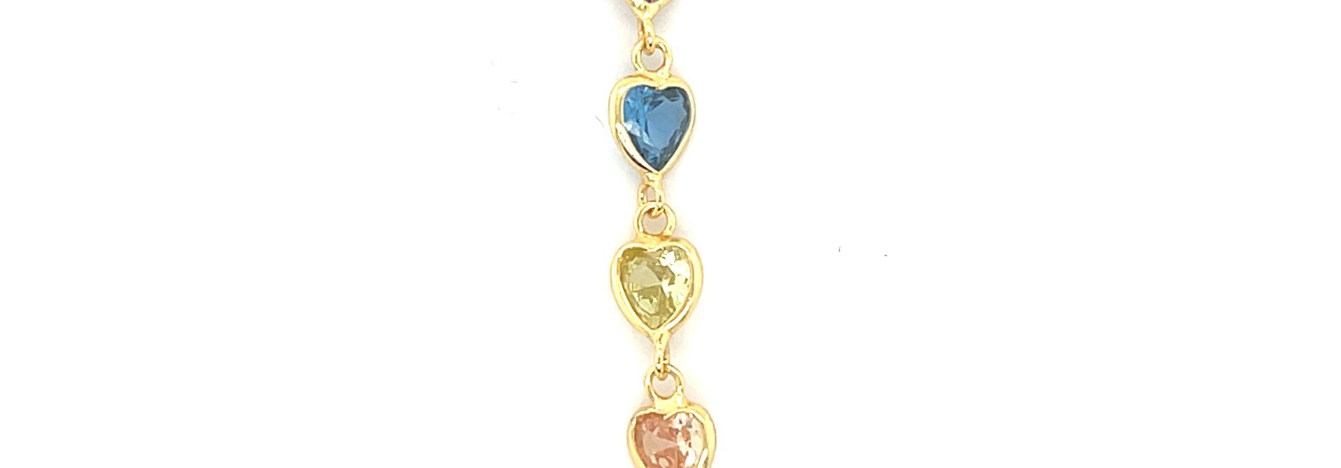 ketting zilver gold-plated met gekleurde zirkonia