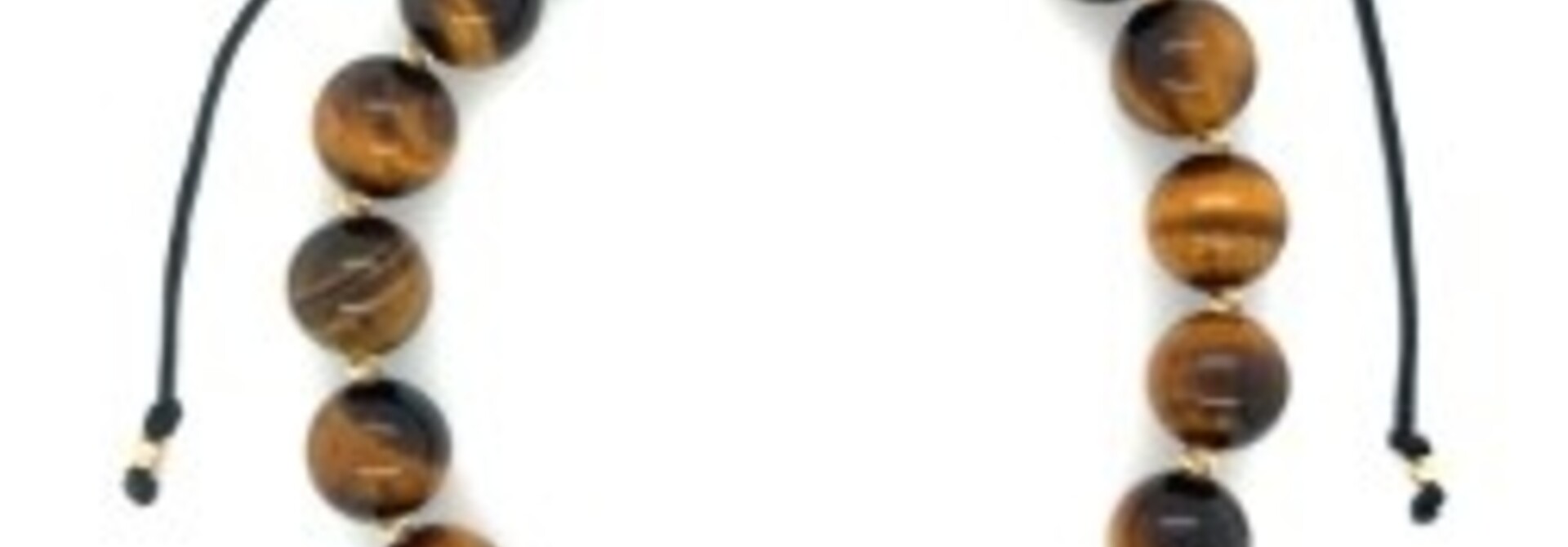 Armband Blackline tijgeroog kraal met gediamanteerde balletjes