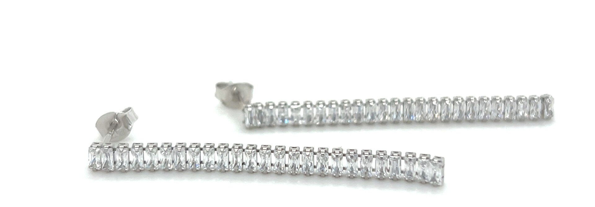 Oorbellen tennis hangende stekers baguette