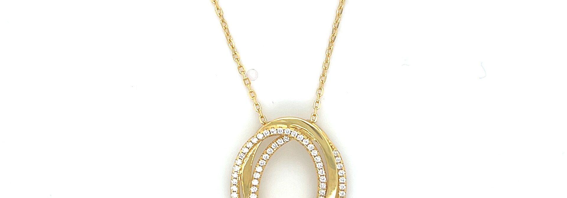Ketting gold plated gedraaid met zirkonia anker schakel