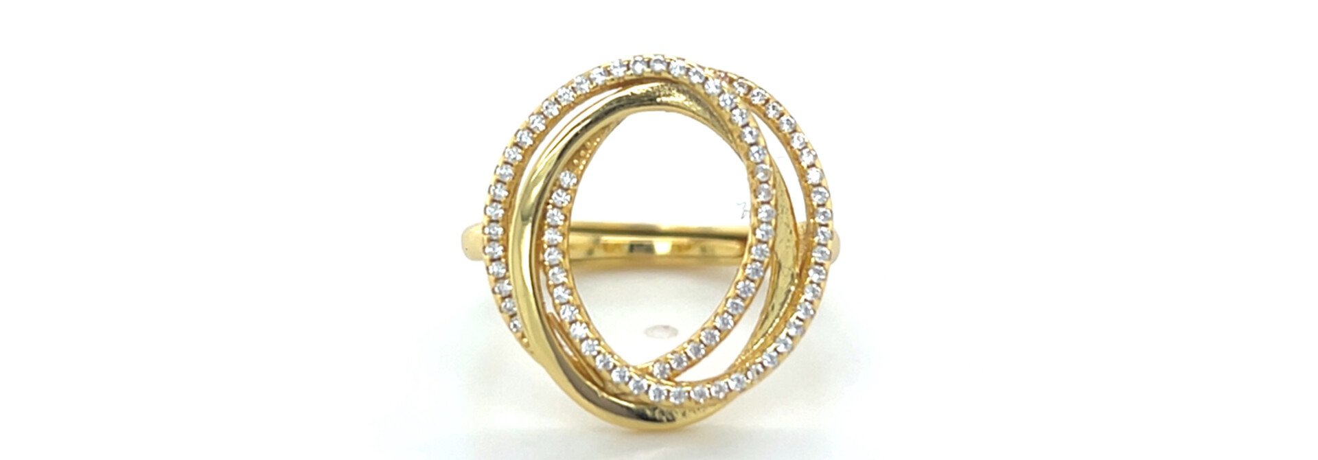 Ring gold plated gedraaid met zirkonia gezet open