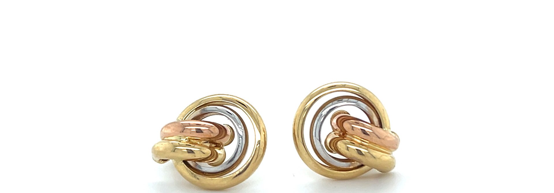 Oorbellen steker met in elkaar verwerkte banden tricolor